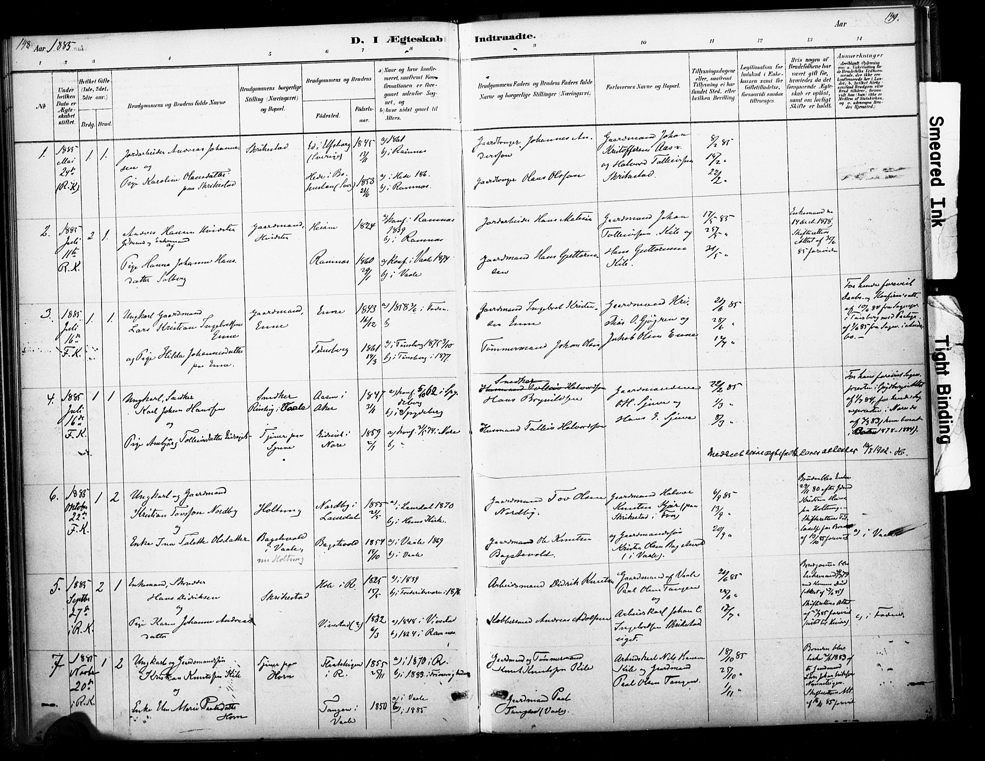 Ramnes kirkebøker, SAKO/A-314/F/Fb/L0001: Parish register (official) no. II 1, 1878-1894, p. 148-149