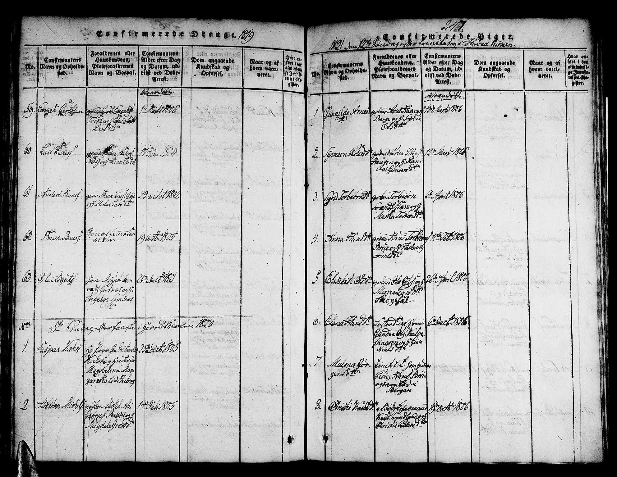 Strandebarm sokneprestembete, AV/SAB-A-78401/H/Haa: Parish register (official) no. A 5, 1816-1826, p. 247