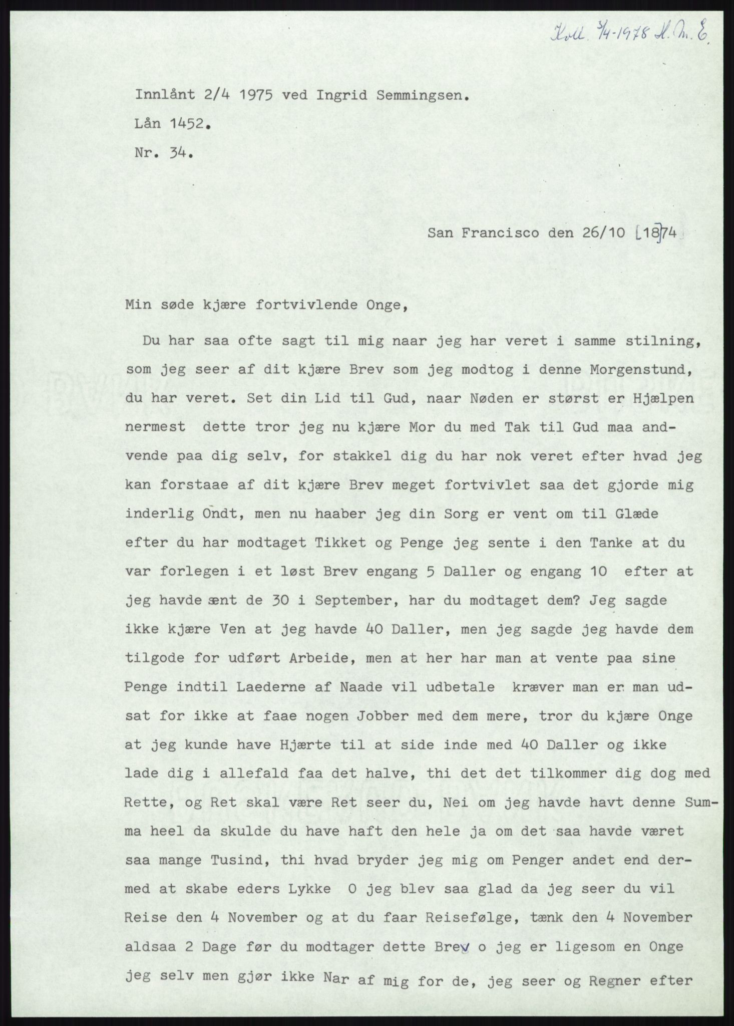 Samlinger til kildeutgivelse, Amerikabrevene, AV/RA-EA-4057/F/L0008: Innlån fra Hedmark: Gamkind - Semmingsen, 1838-1914, p. 321