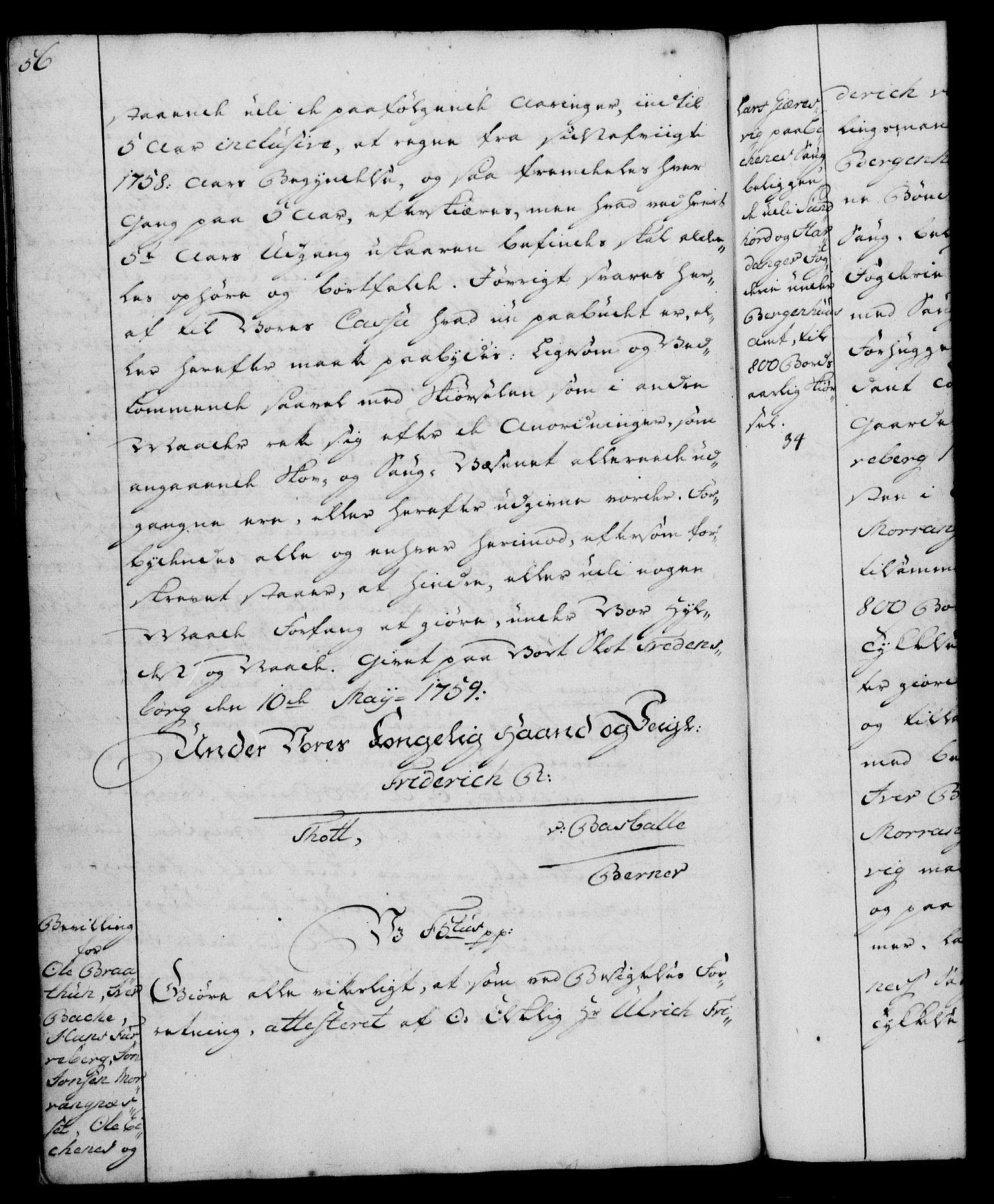 Rentekammeret, Kammerkanselliet, AV/RA-EA-3111/G/Gg/Gga/L0007: Norsk ekspedisjonsprotokoll med register (merket RK 53.7), 1759-1768, p. 56