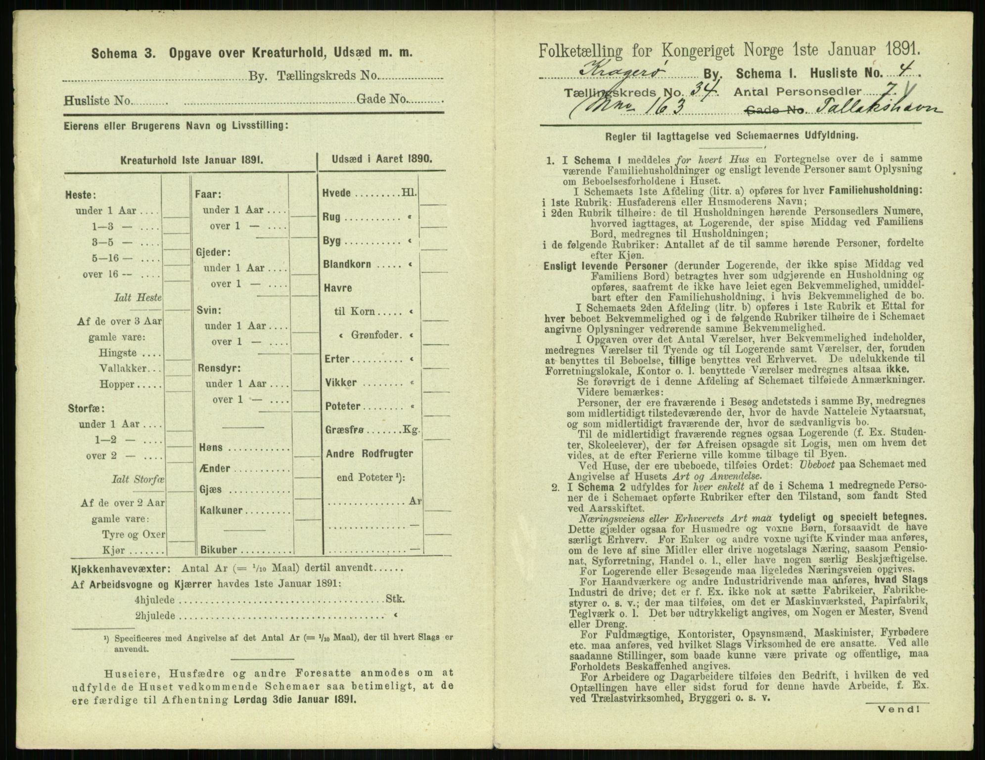 RA, 1891 census for 0801 Kragerø, 1891, p. 1240