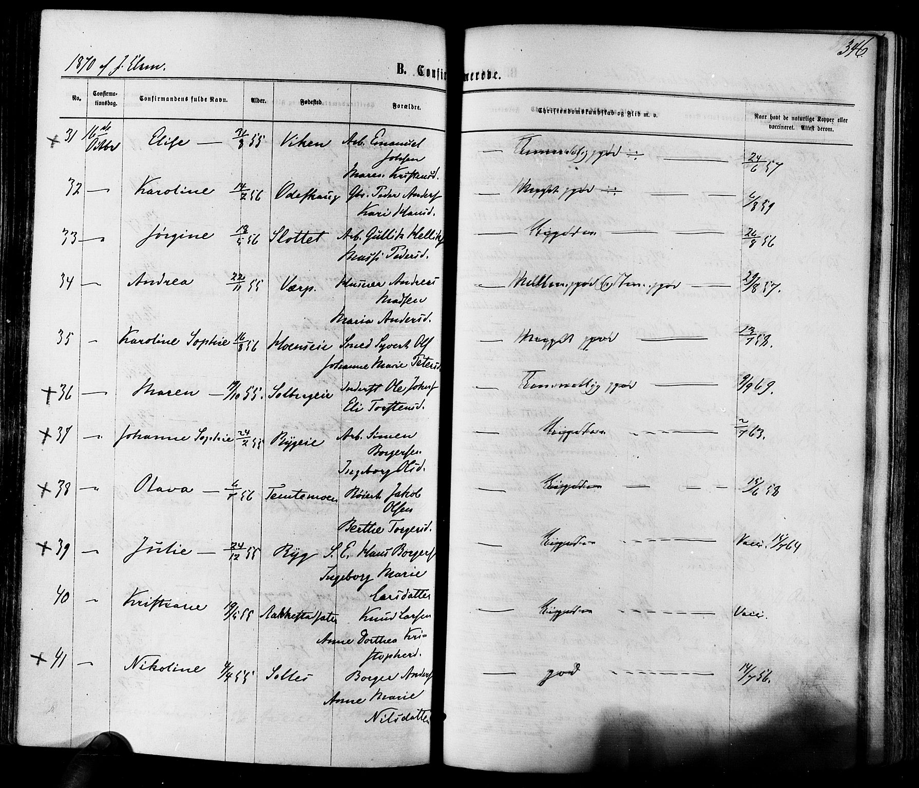 Eiker kirkebøker, AV/SAKO-A-4/F/Fa/L0017: Parish register (official) no. I 17, 1869-1877, p. 346