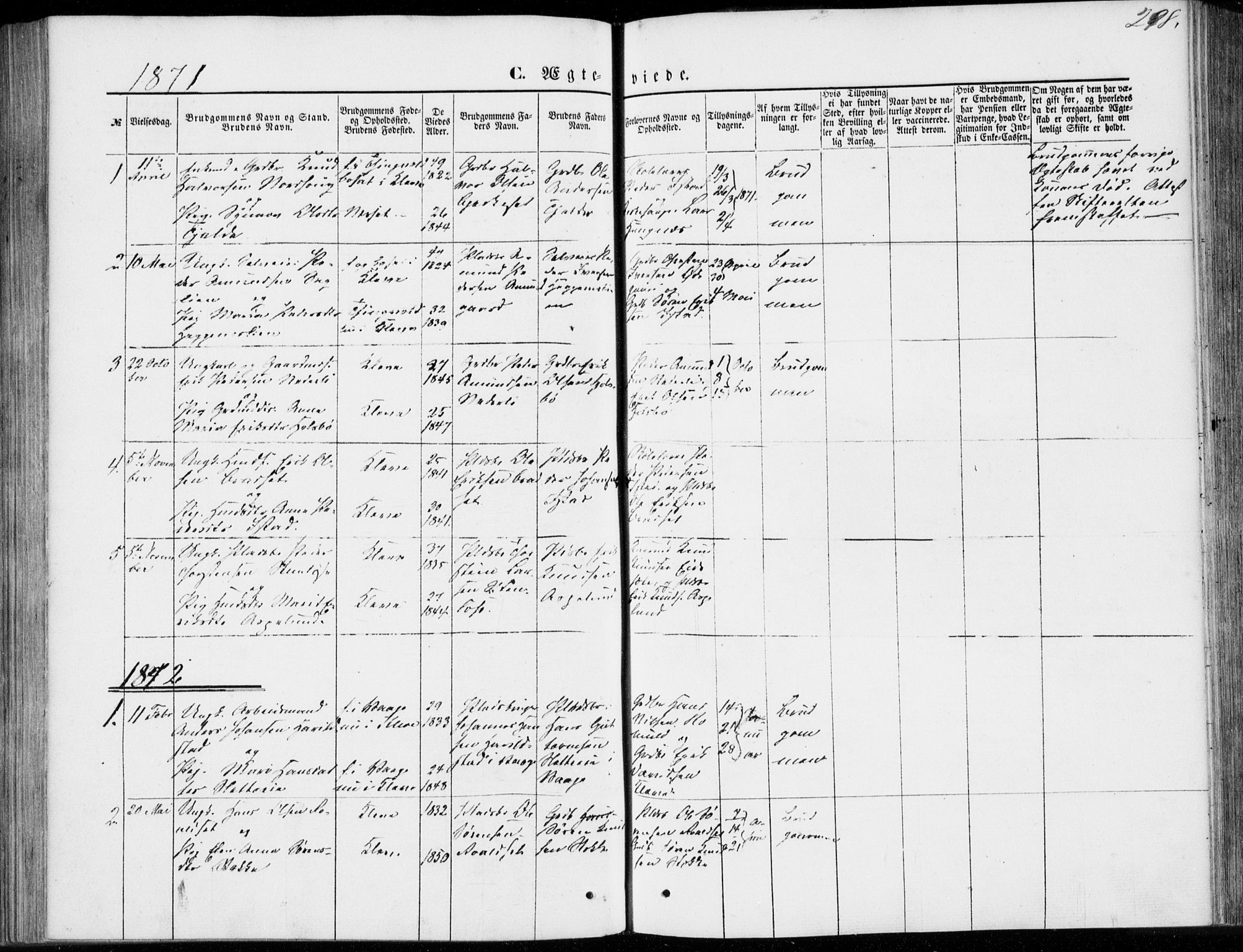 Ministerialprotokoller, klokkerbøker og fødselsregistre - Møre og Romsdal, SAT/A-1454/557/L0681: Parish register (official) no. 557A03, 1869-1886, p. 298