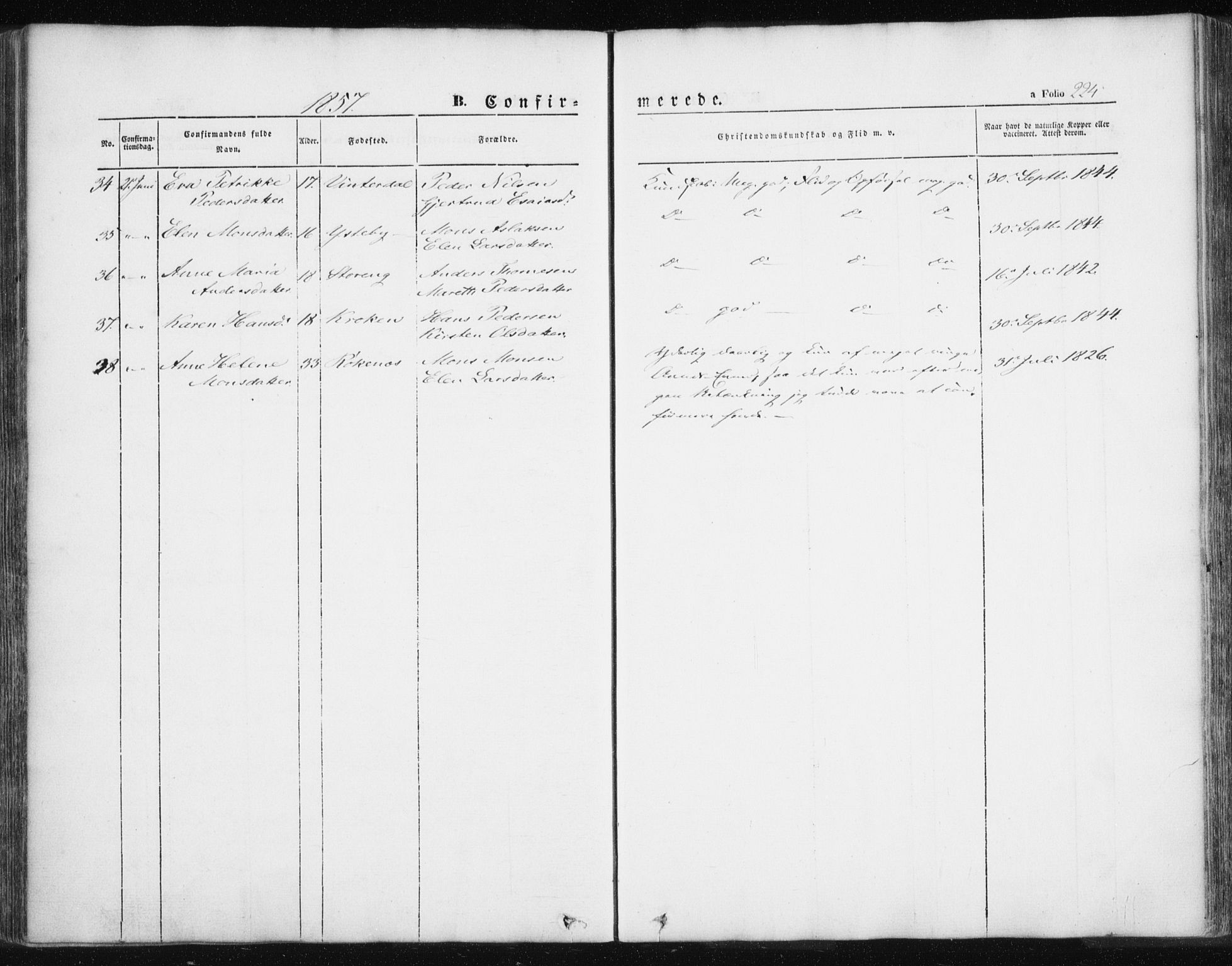 Lyngen sokneprestembete, AV/SATØ-S-1289/H/He/Hea/L0004kirke: Parish register (official) no. 4, 1839-1858, p. 224