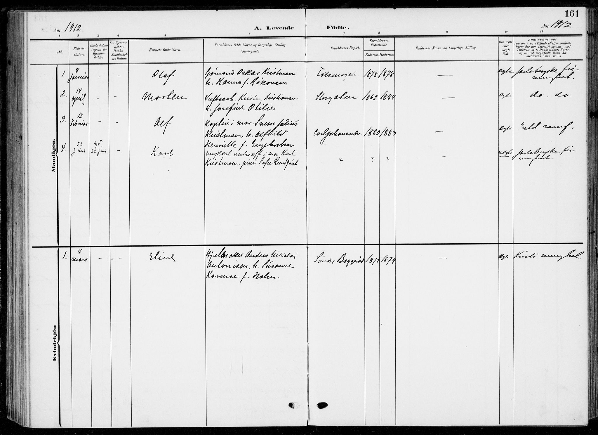 Horten kirkebøker, AV/SAKO-A-348/F/Fa/L0006: Parish register (official) no. 6, 1905-1912, p. 161