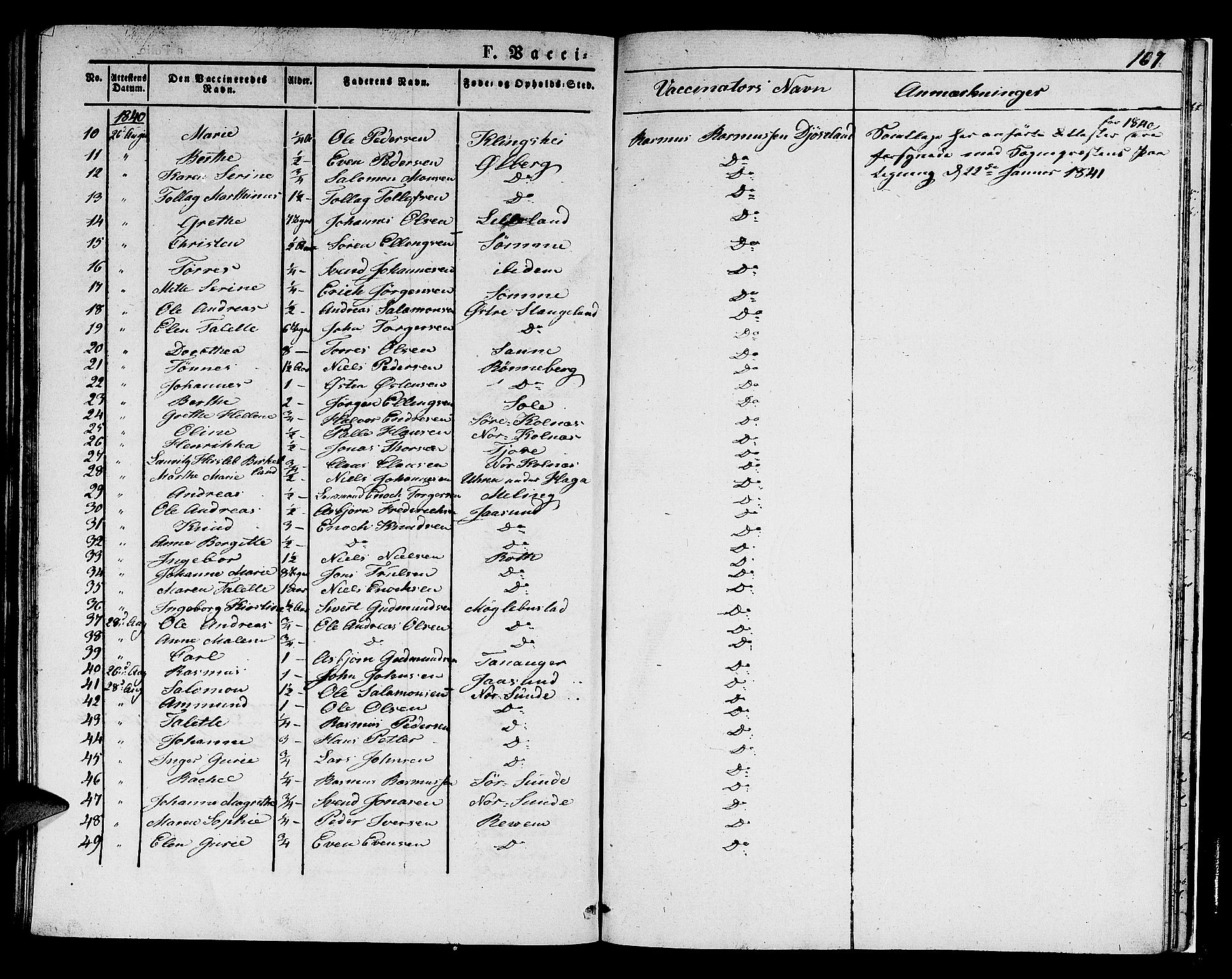 Håland sokneprestkontor, AV/SAST-A-101802/001/30BA/L0005: Parish register (official) no. A 5, 1829-1841, p. 167