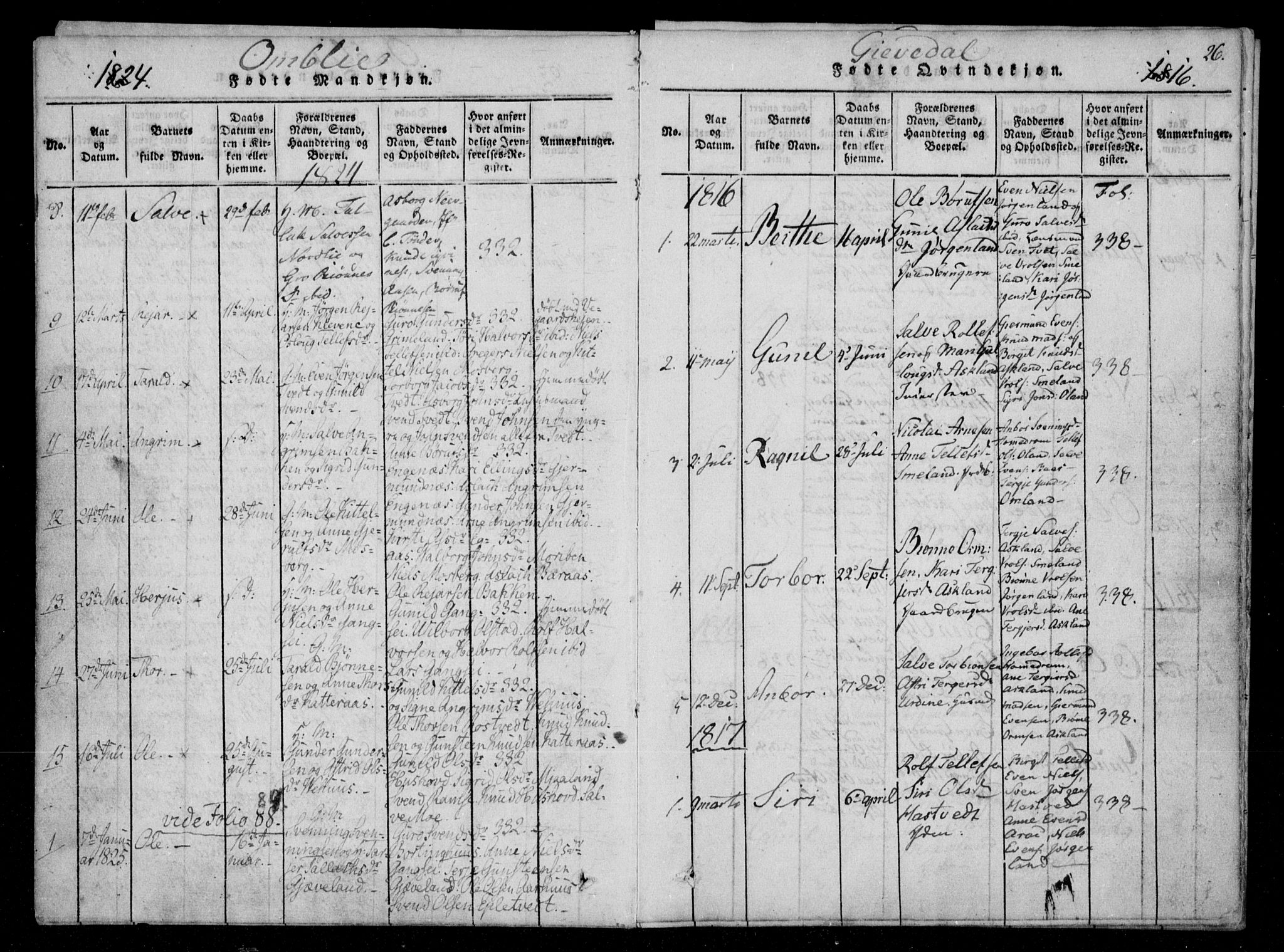 Åmli sokneprestkontor, AV/SAK-1111-0050/F/Fa/Fac/L0006: Parish register (official) no. A 6, 1816-1829, p. 26