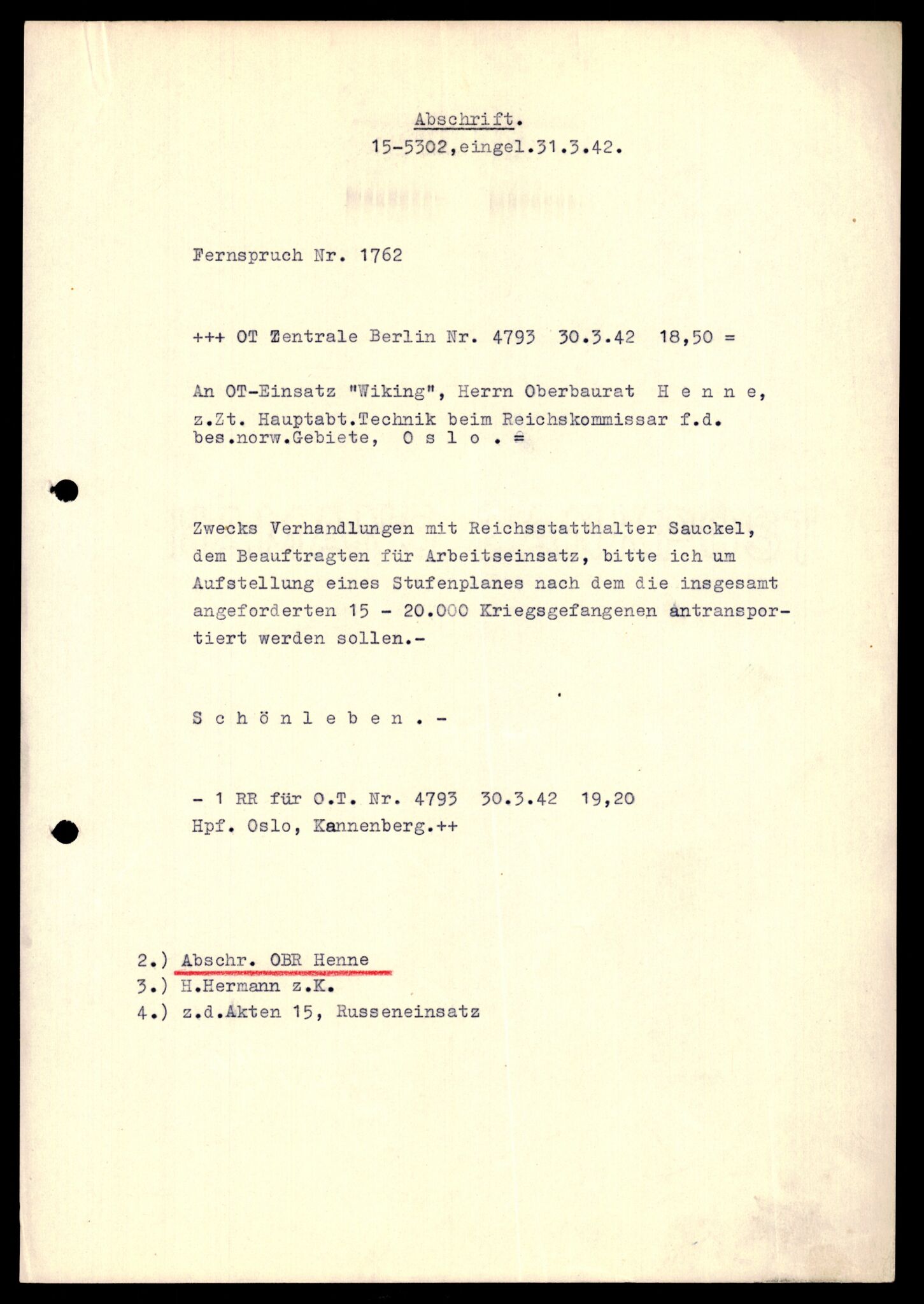 Forsvarets Overkommando. 2 kontor. Arkiv 11.4. Spredte tyske arkivsaker, AV/RA-RAFA-7031/D/Dar/Darb/L0001: Reichskommissariat - Hauptabteilung Technik und Verkehr, 1940-1944, p. 112