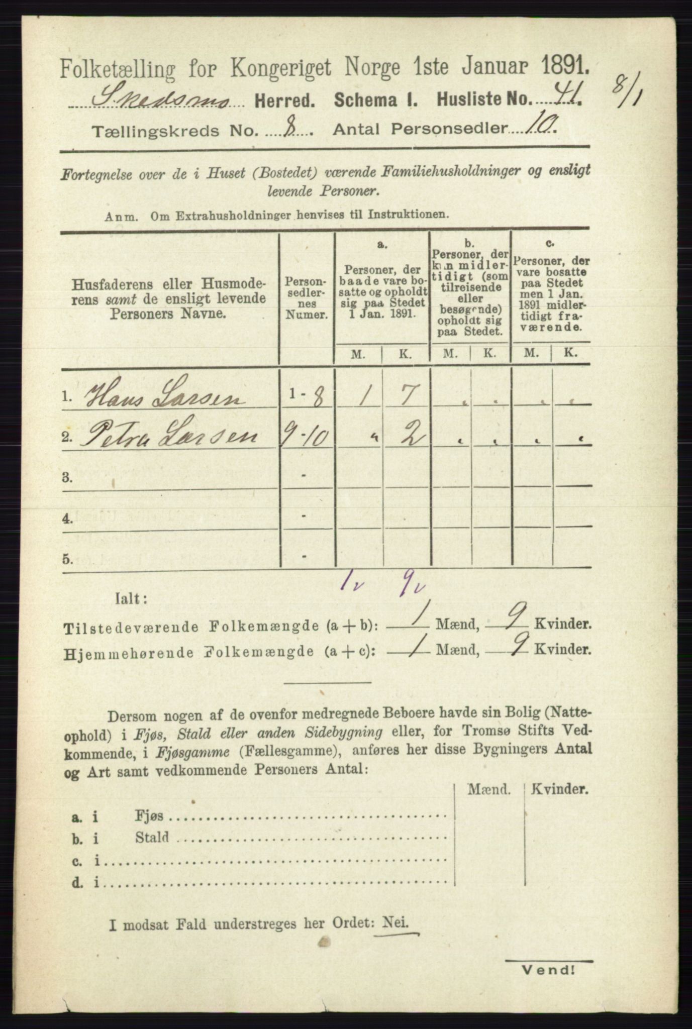 RA, 1891 census for 0231 Skedsmo, 1891, p. 3851