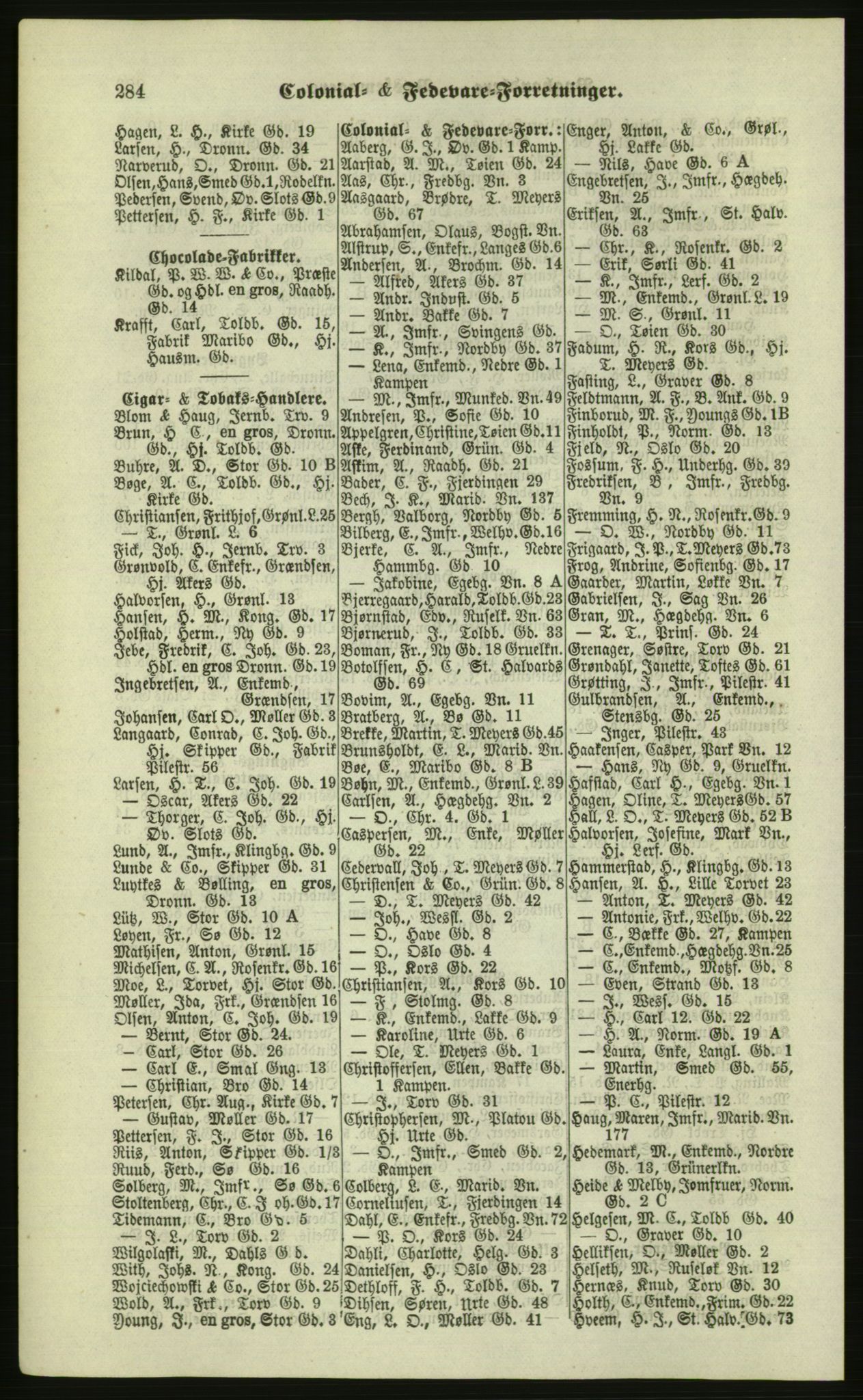 Kristiania/Oslo adressebok, PUBL/-, 1879, p. 284