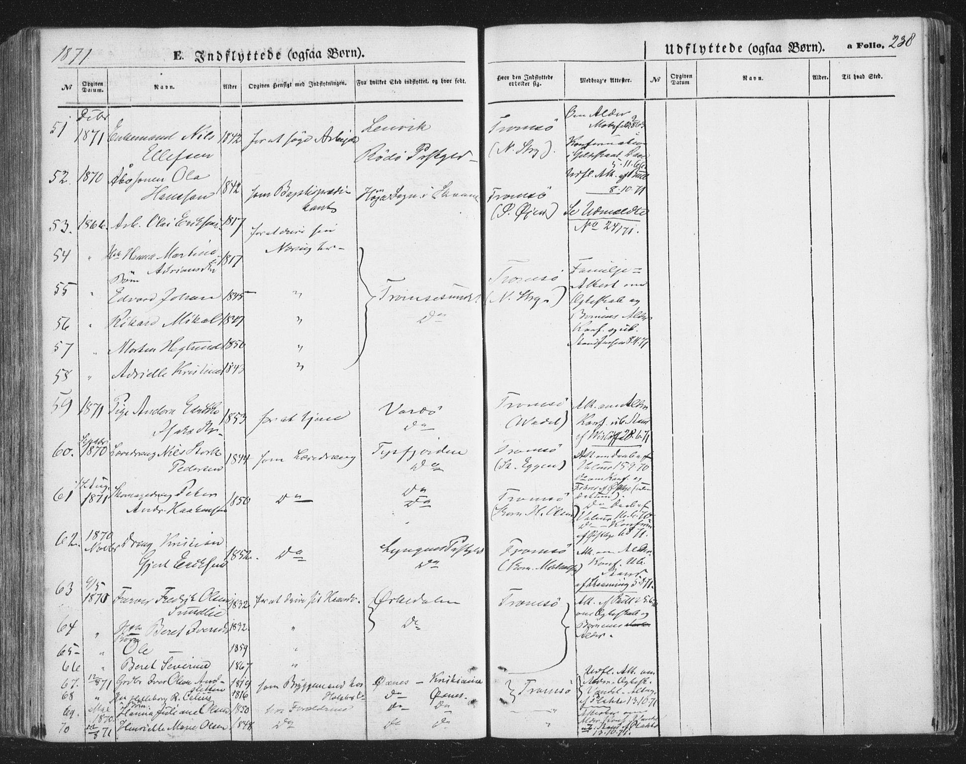 Tromsø sokneprestkontor/stiftsprosti/domprosti, AV/SATØ-S-1343/G/Ga/L0012kirke: Parish register (official) no. 12, 1865-1871, p. 238