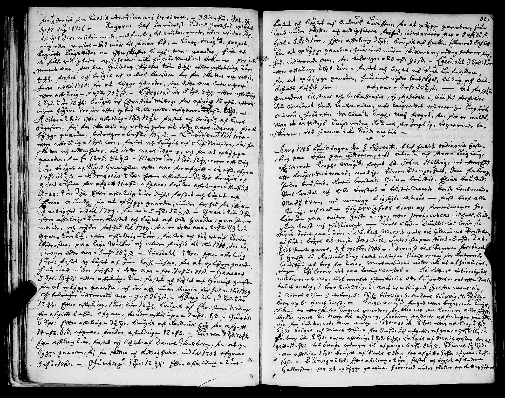 Inderøy sorenskriveri, AV/SAT-A-4147/1/1/1A/L0006: Tingbok, 1706-1710, p. 30b-31a