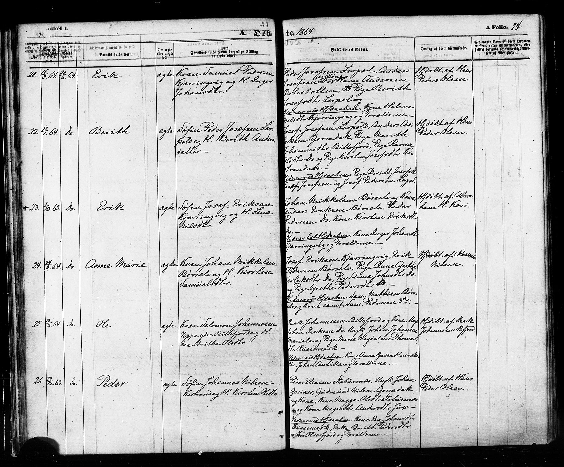 Kistrand/Porsanger sokneprestembete, AV/SATØ-S-1351/H/Ha/L0005.kirke: Parish register (official) no. 5, 1860-1874, p. 24