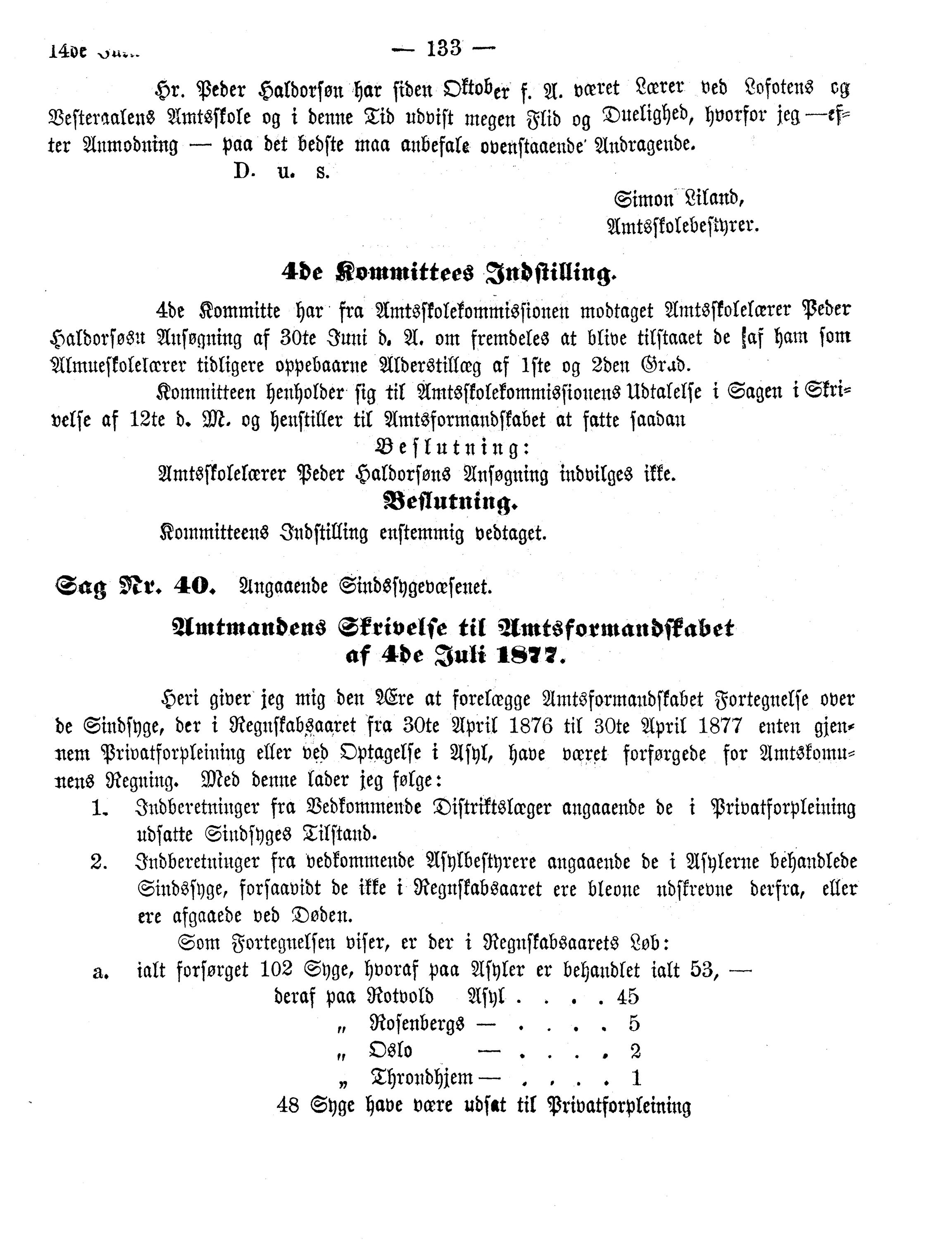 Nordland Fylkeskommune. Fylkestinget, AIN/NFK-17/176/A/Ac/L0011: Fylkestingsforhandlinger 1877, 1877