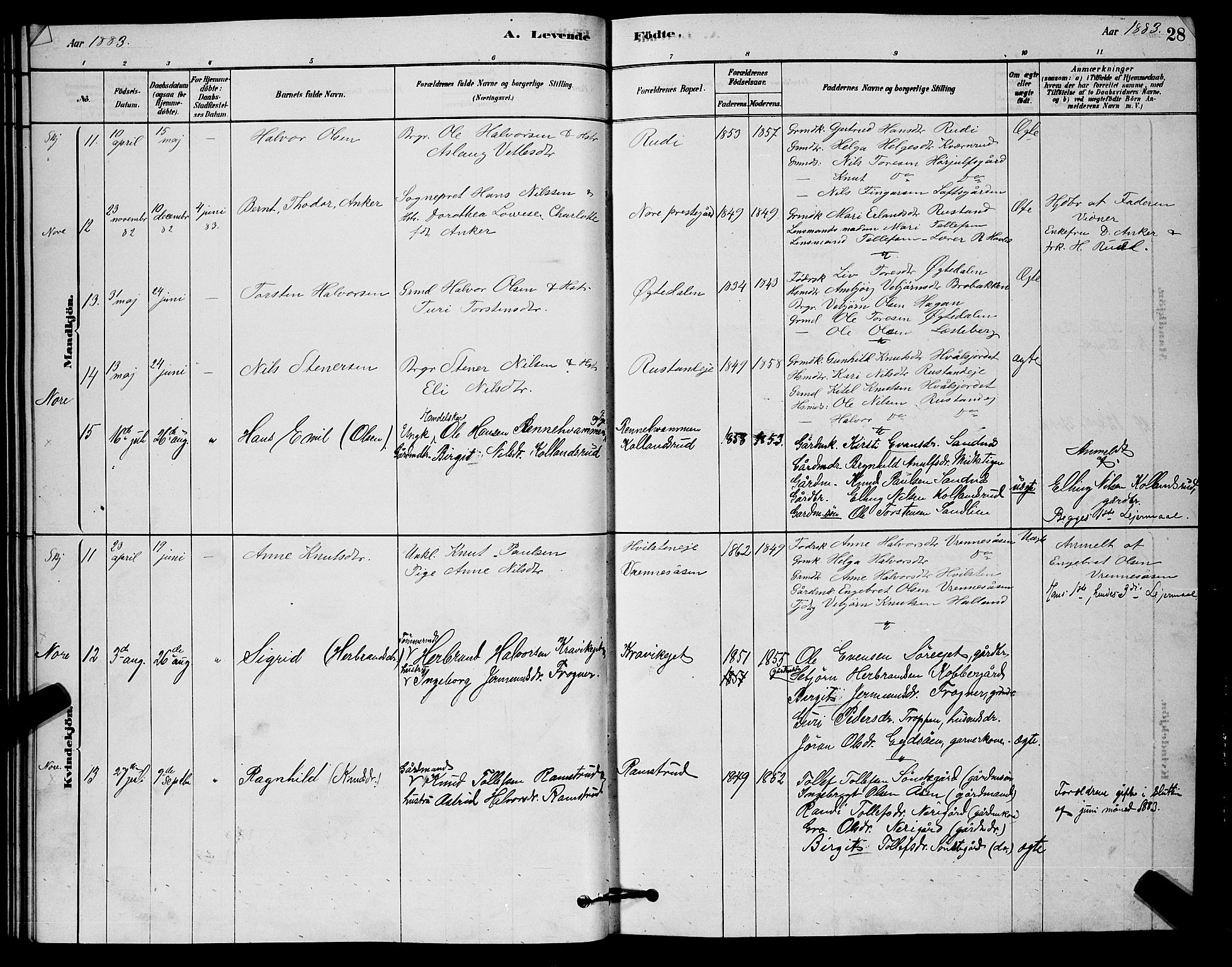 Nore kirkebøker, AV/SAKO-A-238/G/Ga/L0002: Parish register (copy) no. I 2, 1878-1885, p. 28