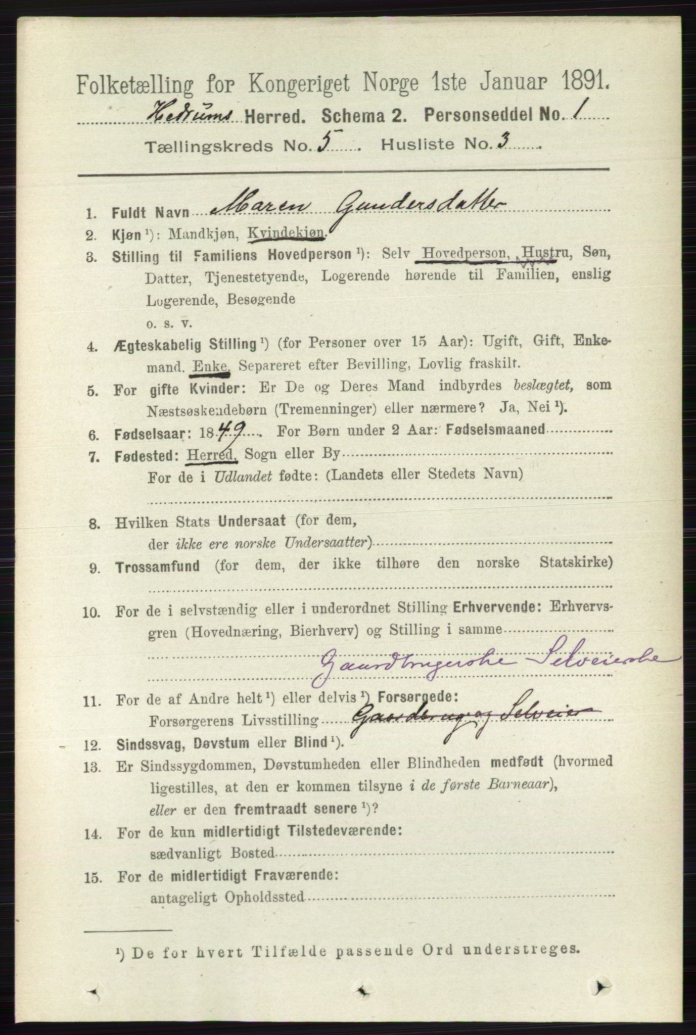 RA, 1891 census for 0727 Hedrum, 1891, p. 1977