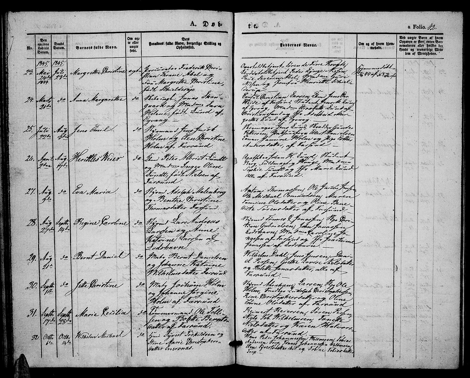 Farsund sokneprestkontor, AV/SAK-1111-0009/F/Fa/L0003: Parish register (official) no. A 3, 1836-1846, p. 42