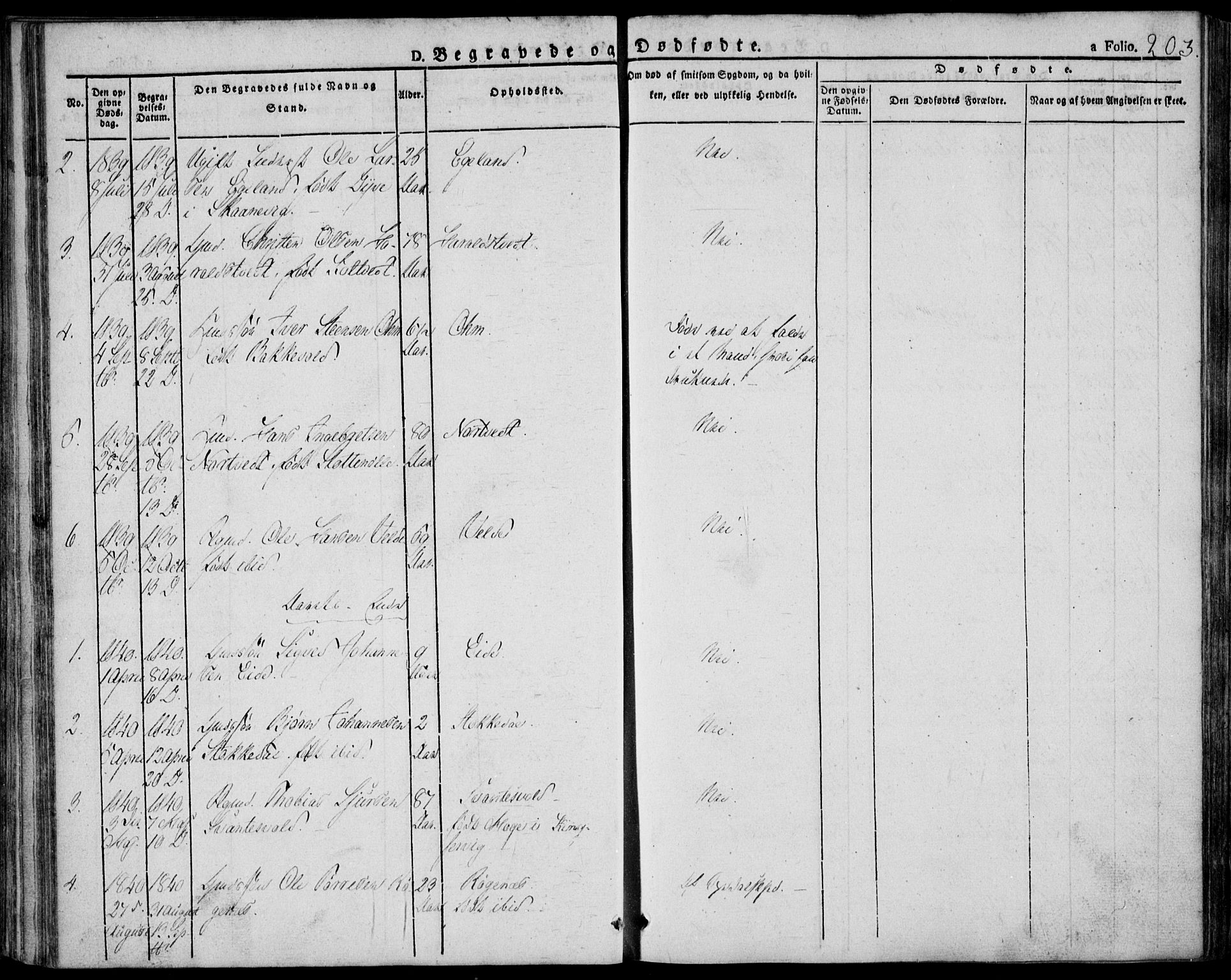 Skjold sokneprestkontor, AV/SAST-A-101847/H/Ha/Haa/L0005: Parish register (official) no. A 5, 1830-1856, p. 203