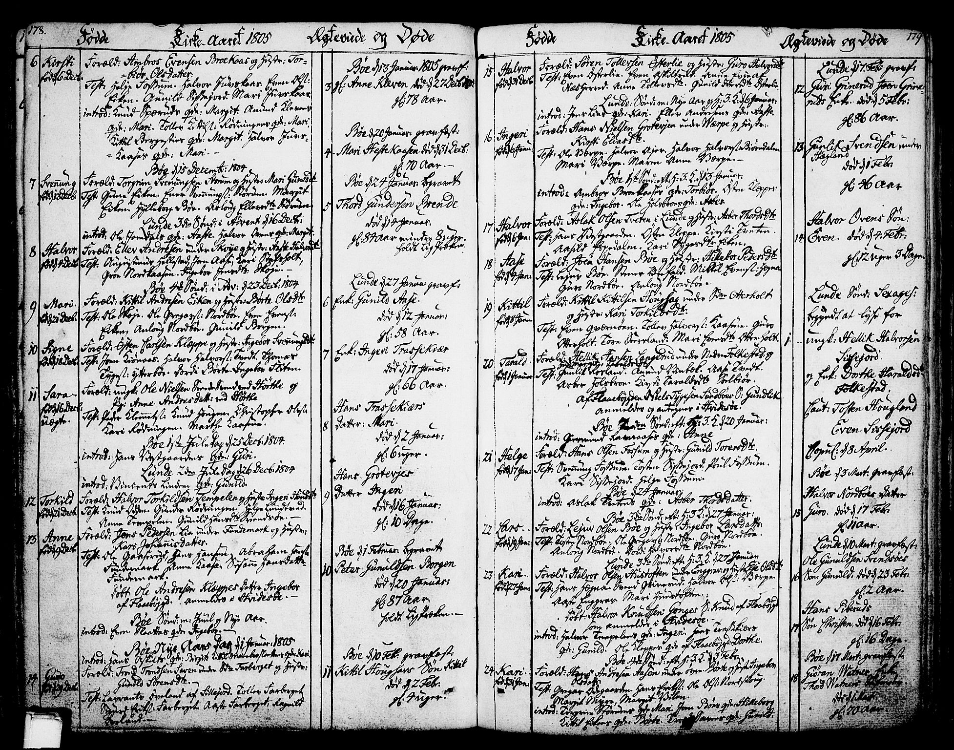 Bø kirkebøker, AV/SAKO-A-257/F/Fa/L0005: Parish register (official) no. 5, 1785-1815, p. 178-179