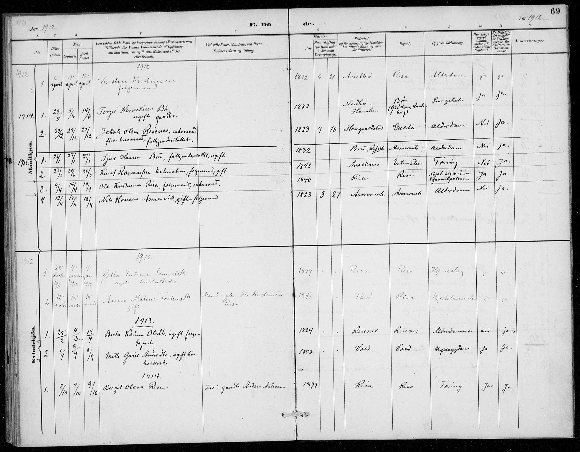 Rennesøy sokneprestkontor, SAST/A -101827/H/Ha/Haa/L0016: Parish register (official) no. A 16, 1891-1924, p. 69