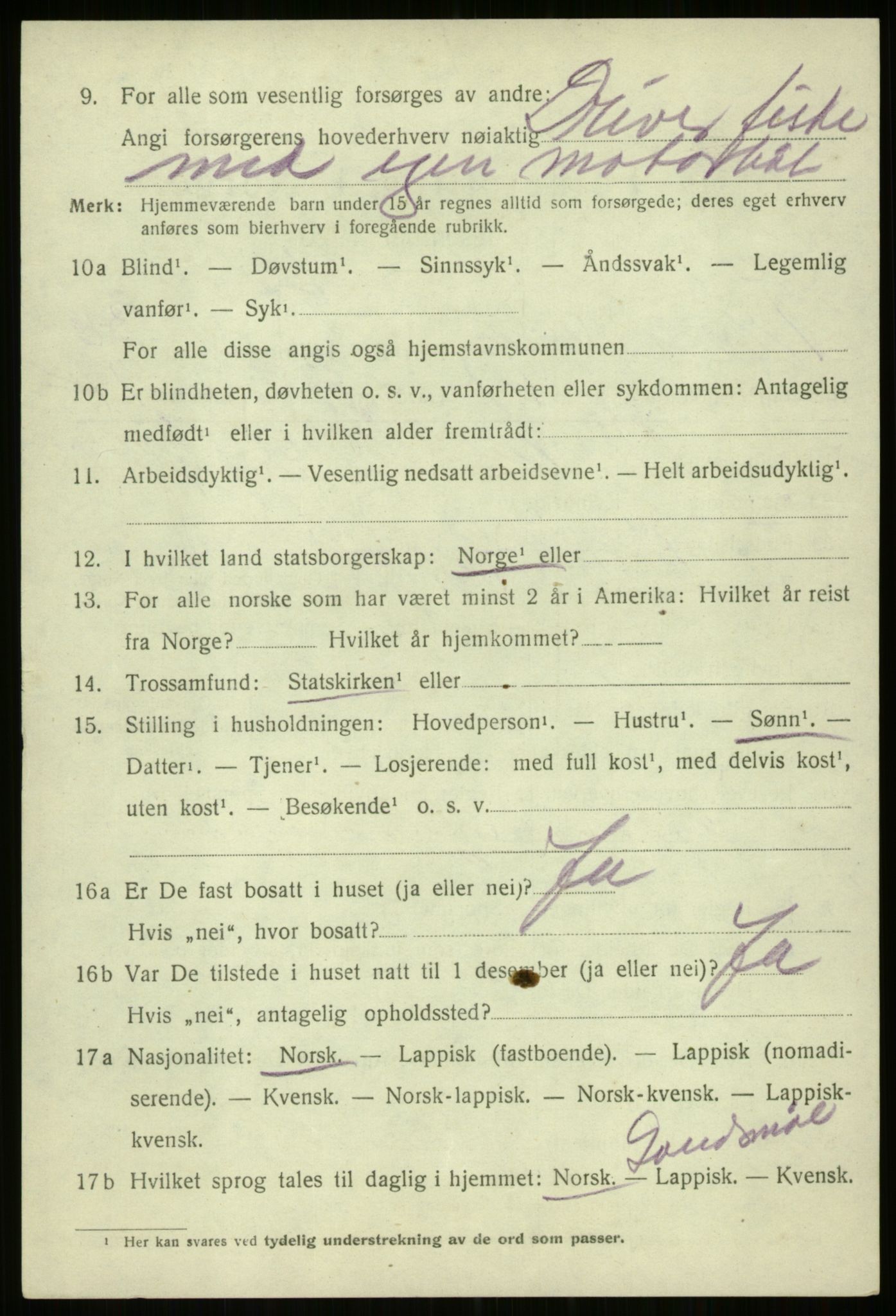 SATØ, 1920 census for Trondenes, 1920, p. 21910