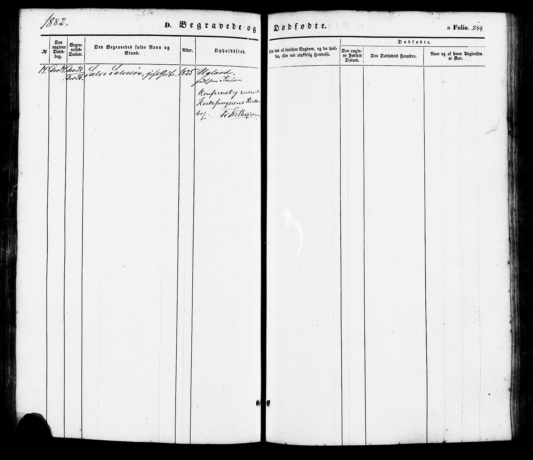 Søgne sokneprestkontor, AV/SAK-1111-0037/F/Fa/Faa/L0002: Parish register (official) no. A 2, 1854-1882, p. 244