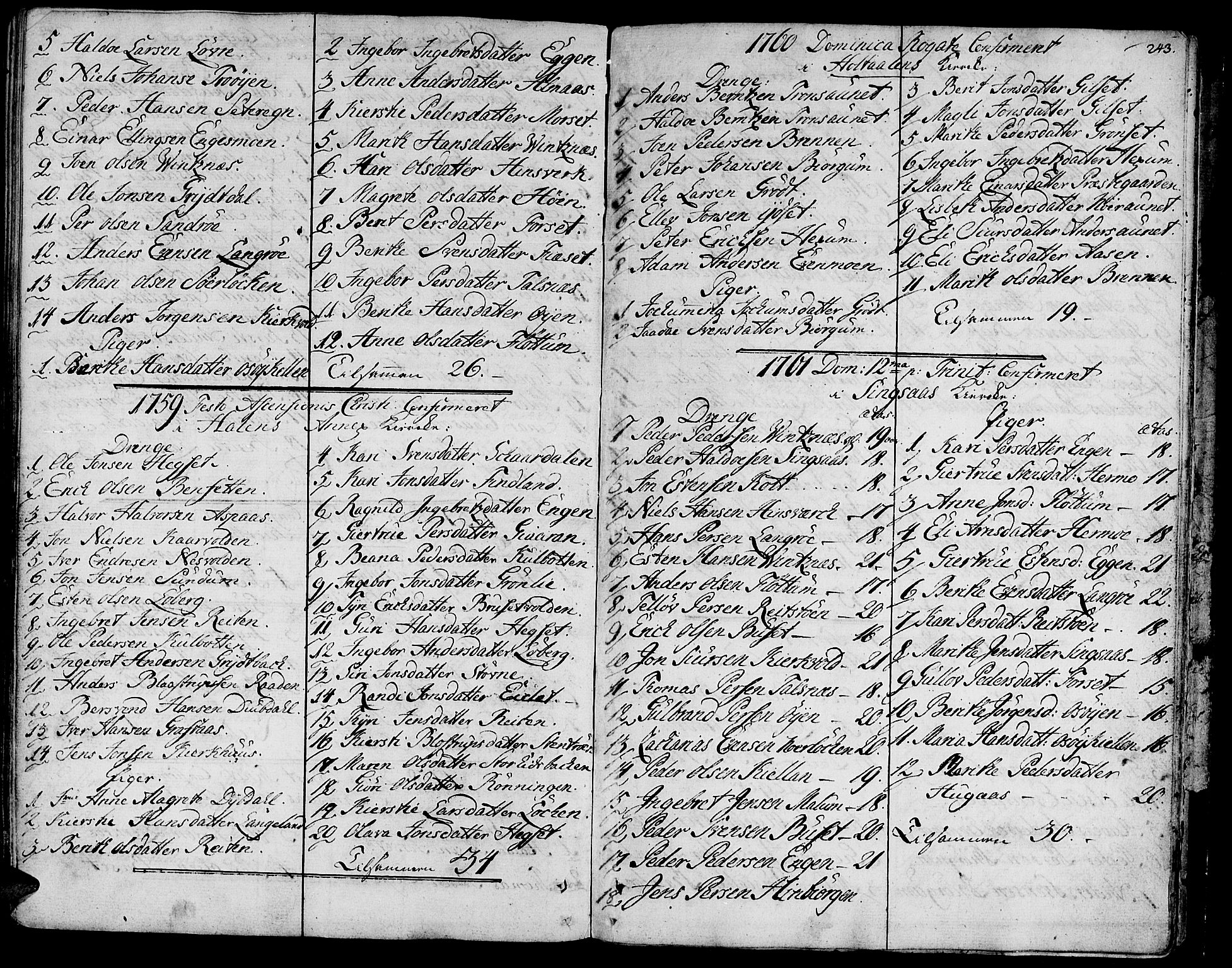Ministerialprotokoller, klokkerbøker og fødselsregistre - Sør-Trøndelag, SAT/A-1456/685/L0952: Parish register (official) no. 685A01, 1745-1804, p. 243