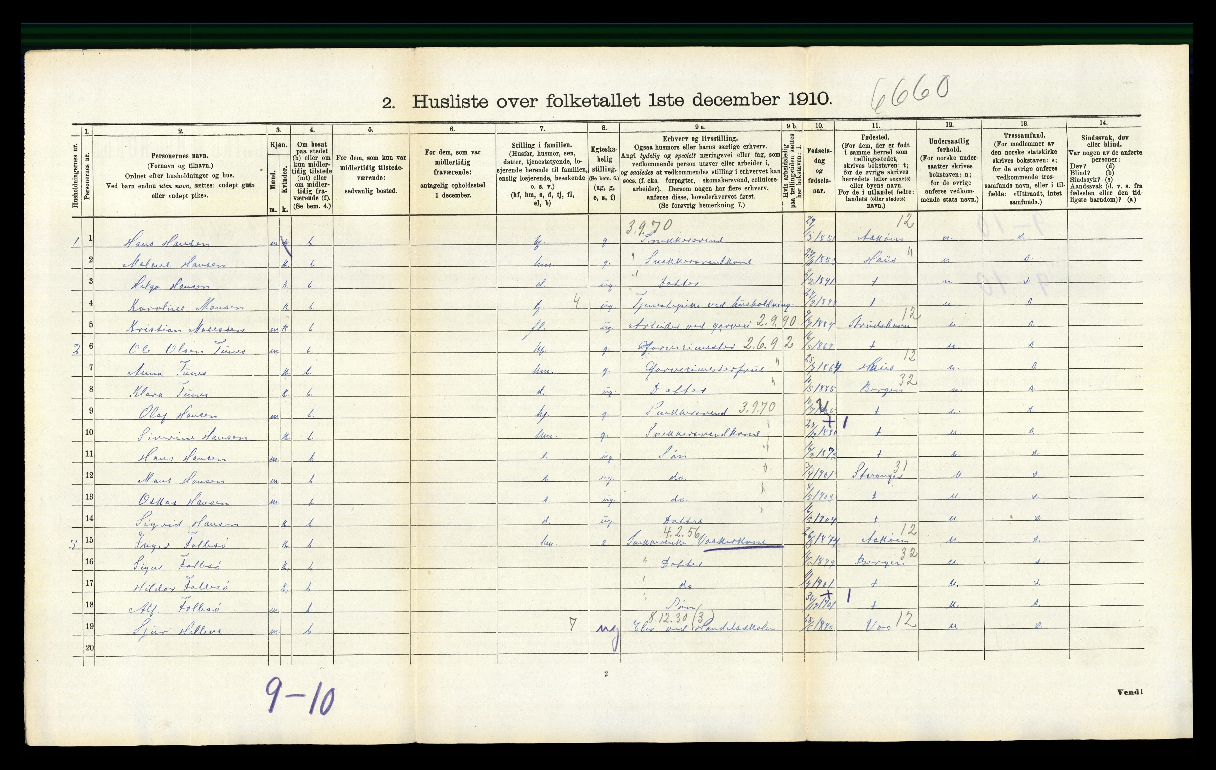 RA, 1910 census for Årstad, 1910, p. 199