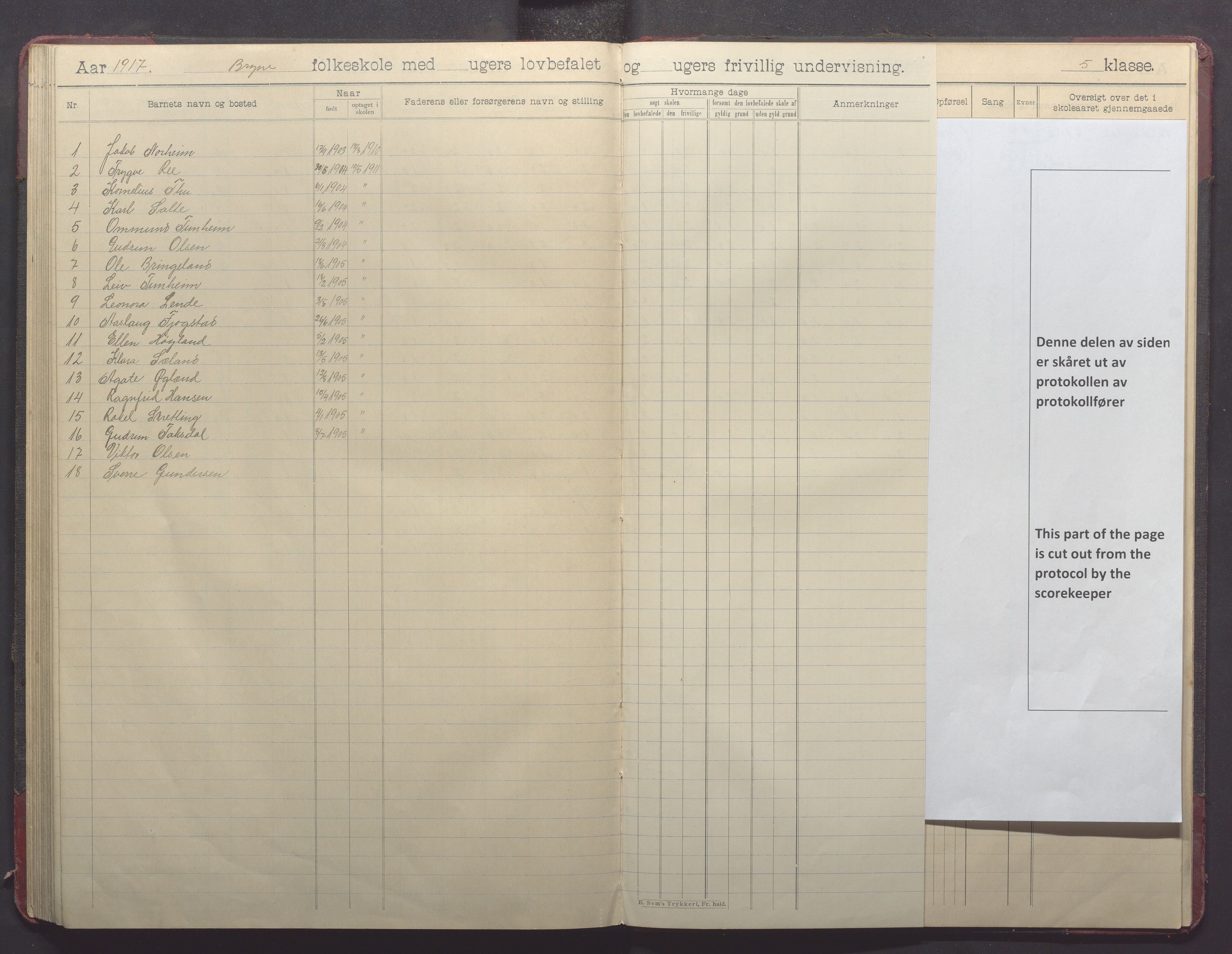 Time kommune - Bryne skule, IKAR/K-100797/H/L0002: Skoleprotokoll, 1902-1917, p. 97