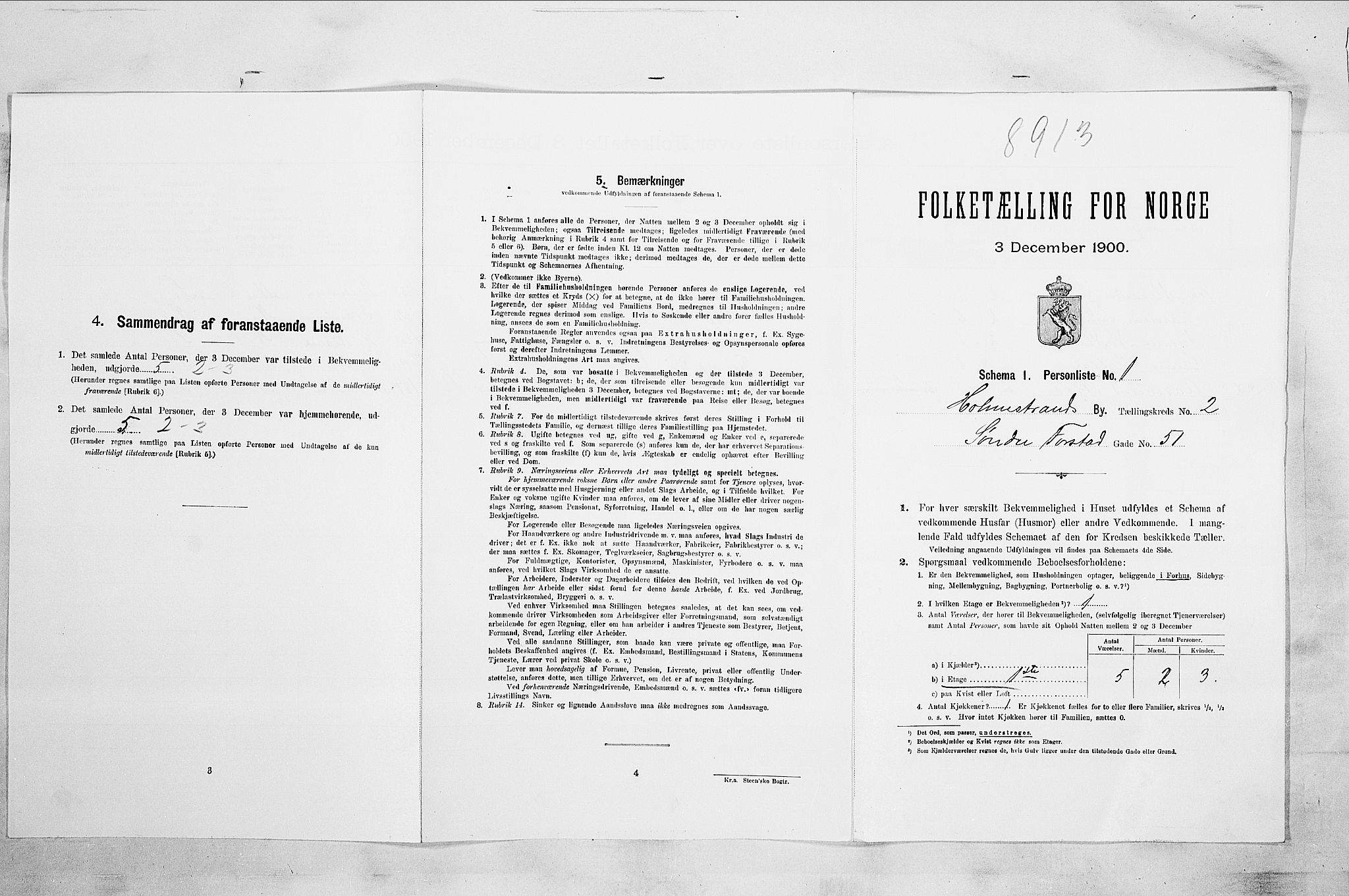 RA, 1900 census for Holmestrand, 1900, p. 509