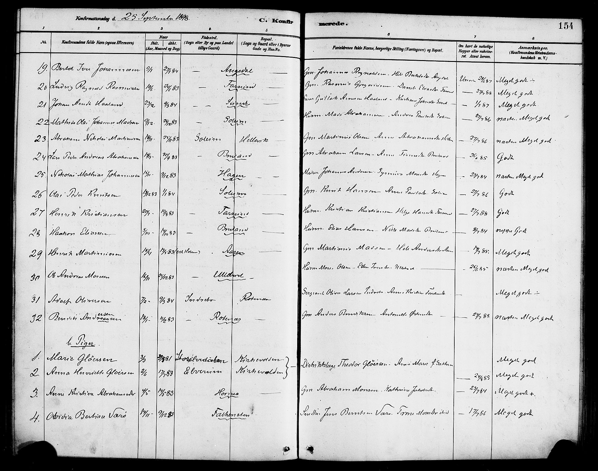 Førde sokneprestembete, SAB/A-79901/H/Haa/Haab/L0001: Parish register (official) no. B 1, 1880-1898, p. 154