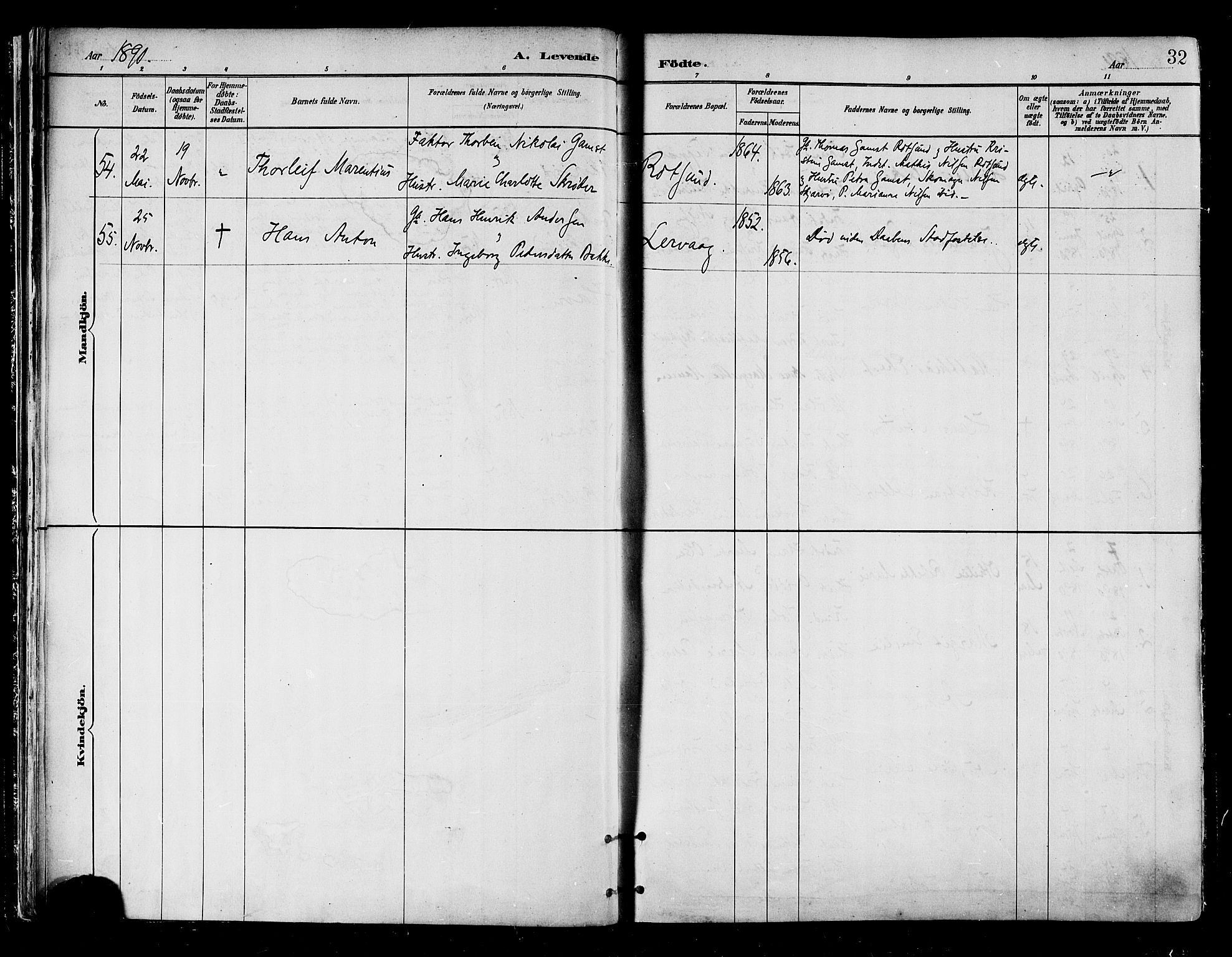 Skjervøy sokneprestkontor, AV/SATØ-S-1300/H/Ha/Haa/L0010kirke: Parish register (official) no. 10, 1887-1898, p. 32