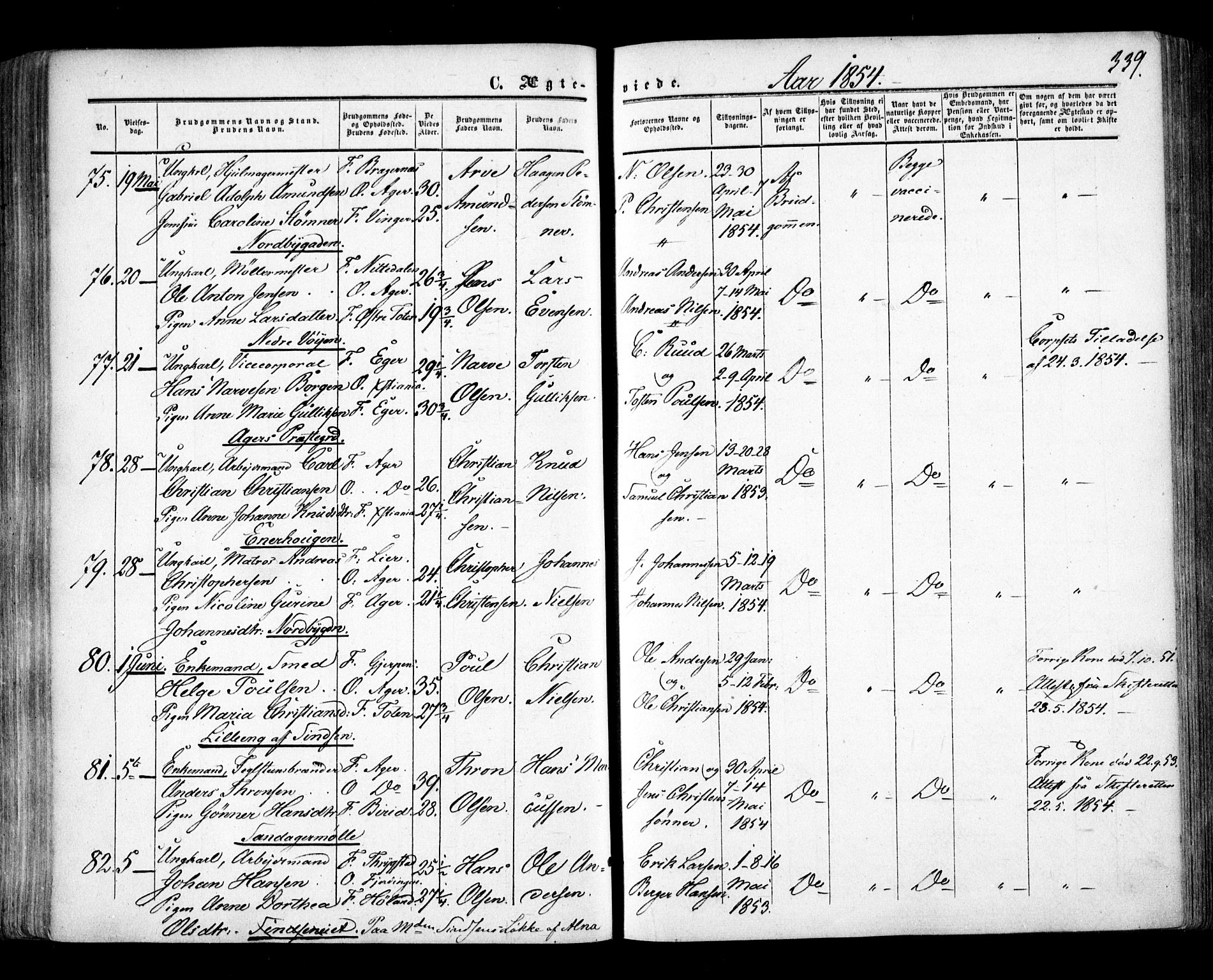 Aker prestekontor kirkebøker, SAO/A-10861/F/L0020: Parish register (official) no. 20, 1853-1857, p. 339