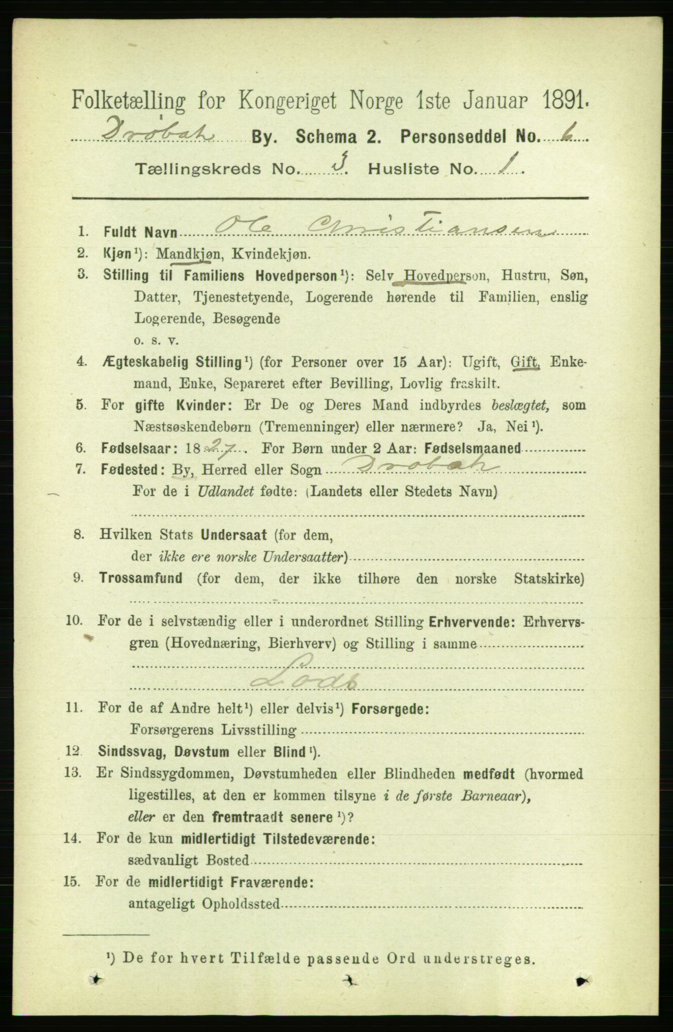 RA, 1891 census for 0203 Drøbak, 1891, p. 1887