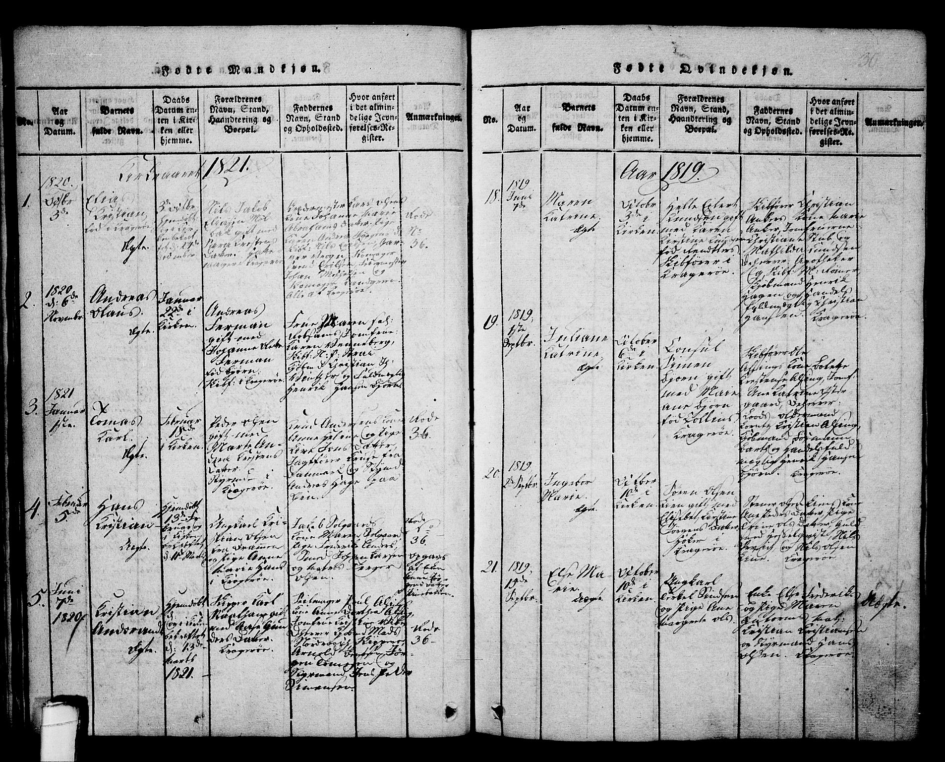 Kragerø kirkebøker, AV/SAKO-A-278/G/Ga/L0002: Parish register (copy) no. 2, 1814-1831, p. 30