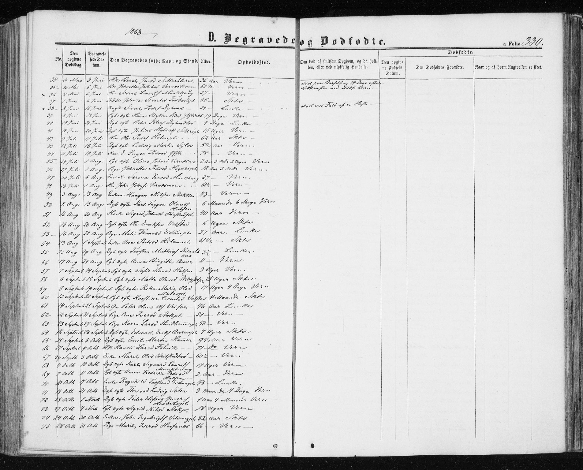 Ministerialprotokoller, klokkerbøker og fødselsregistre - Nord-Trøndelag, AV/SAT-A-1458/709/L0075: Parish register (official) no. 709A15, 1859-1870, p. 330