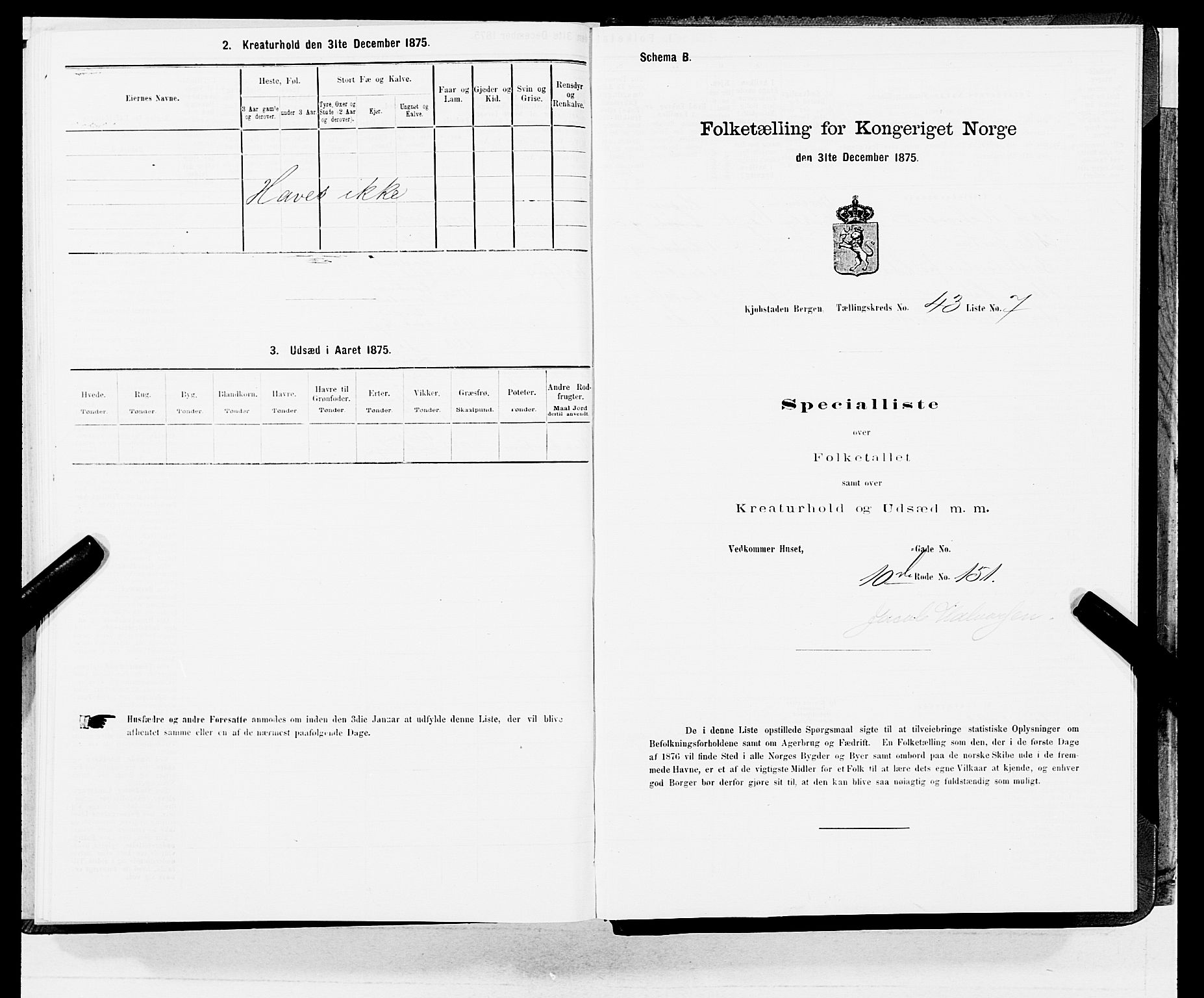 SAB, 1875 census for 1301 Bergen, 1875, p. 2238