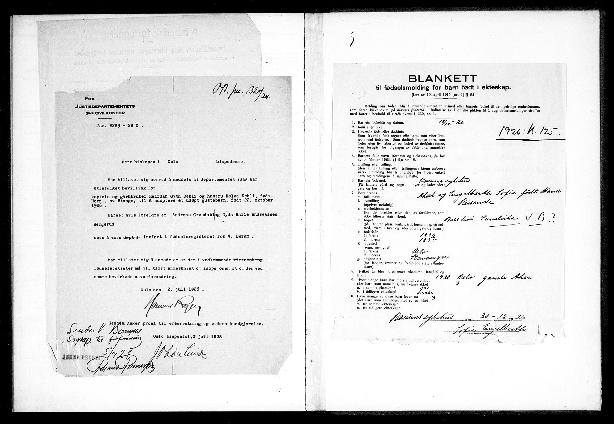 Vestre Bærum prestekontor Kirkebøker, AV/SAO-A-10209a/J/L0001: Birth register no. 1, 1916-1926