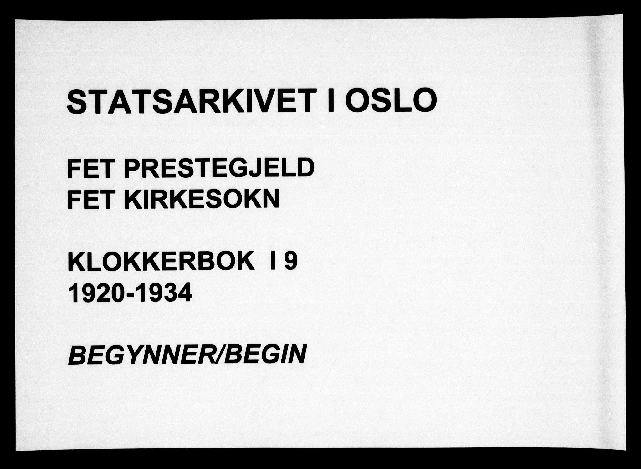 Fet prestekontor Kirkebøker, SAO/A-10370a/G/Ga/L0009: Parish register (copy) no. I 9, 1920-1934