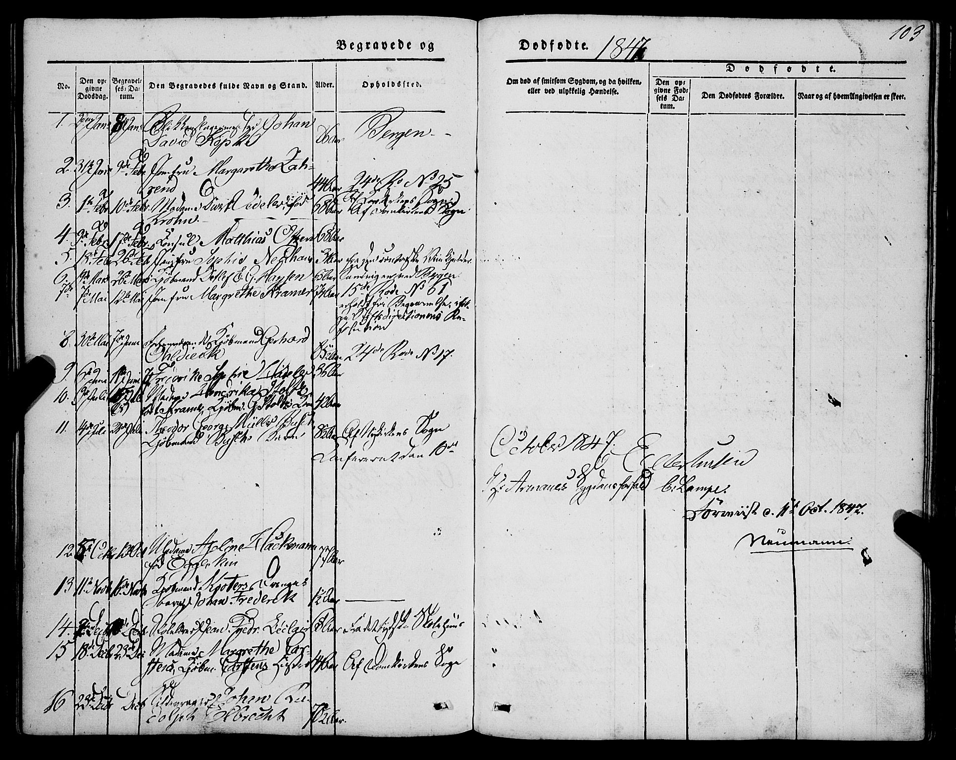 Mariakirken Sokneprestembete, SAB/A-76901/H/Haa/L0006: Parish register (official) no. A 6, 1846-1877, p. 103