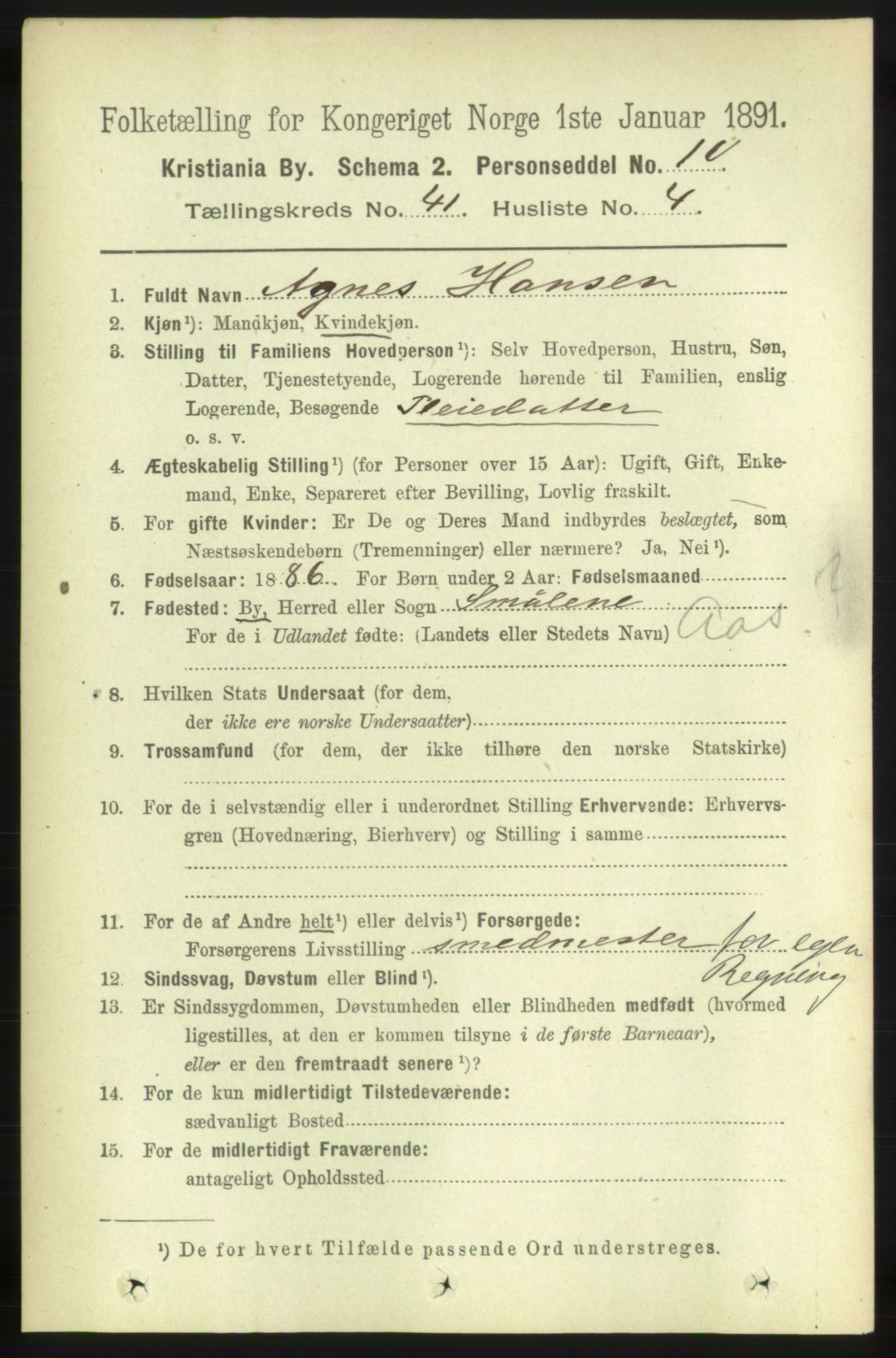 RA, 1891 census for 0301 Kristiania, 1891, p. 23834