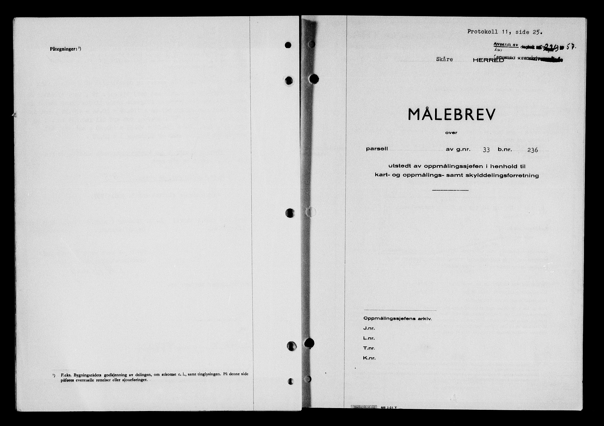 Karmsund sorenskriveri, AV/SAST-A-100311/01/II/IIB/L0125: Mortgage book no. 105A, 1957-1957, Diary no: : 2213/1957