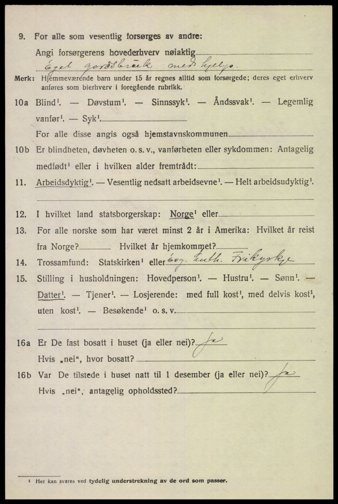 SAK, 1920 census for Hægeland, 1920, p. 404