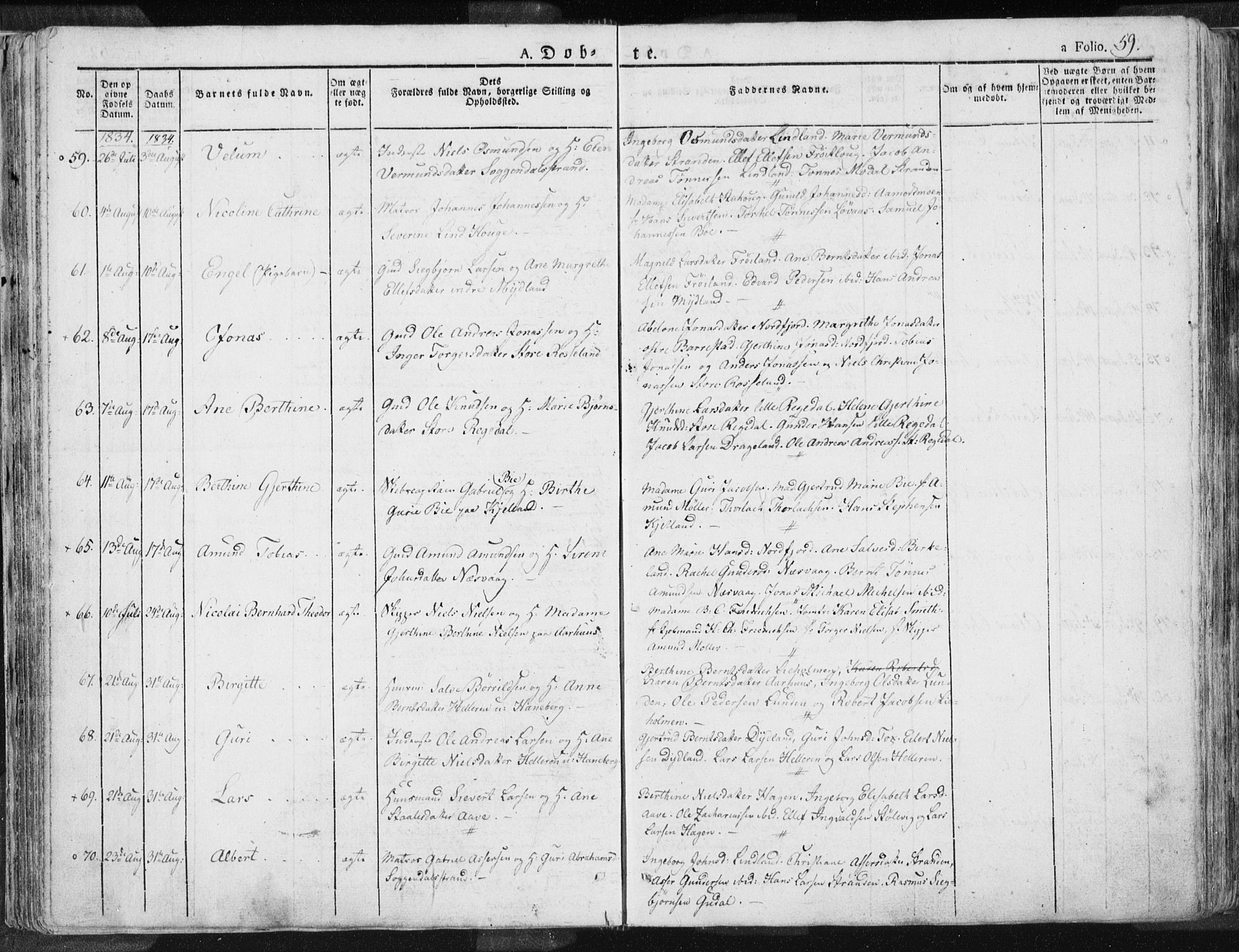 Sokndal sokneprestkontor, SAST/A-101808: Parish register (official) no. A 7.1, 1826-1842, p. 59