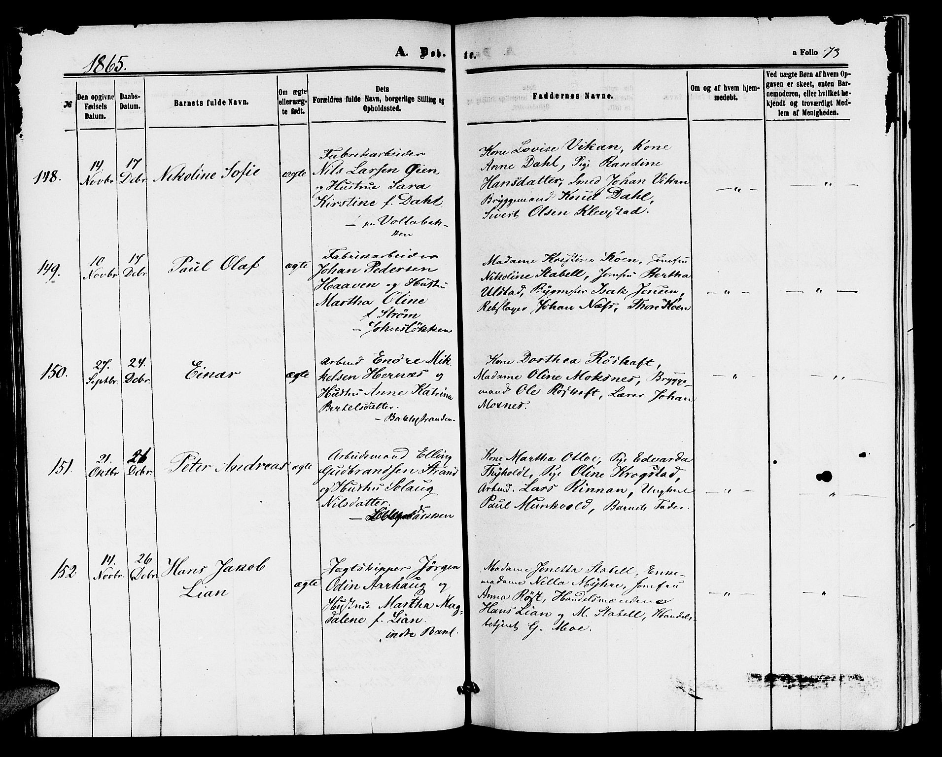 Ministerialprotokoller, klokkerbøker og fødselsregistre - Sør-Trøndelag, AV/SAT-A-1456/604/L0185: Parish register (official) no. 604A06, 1861-1865, p. 73