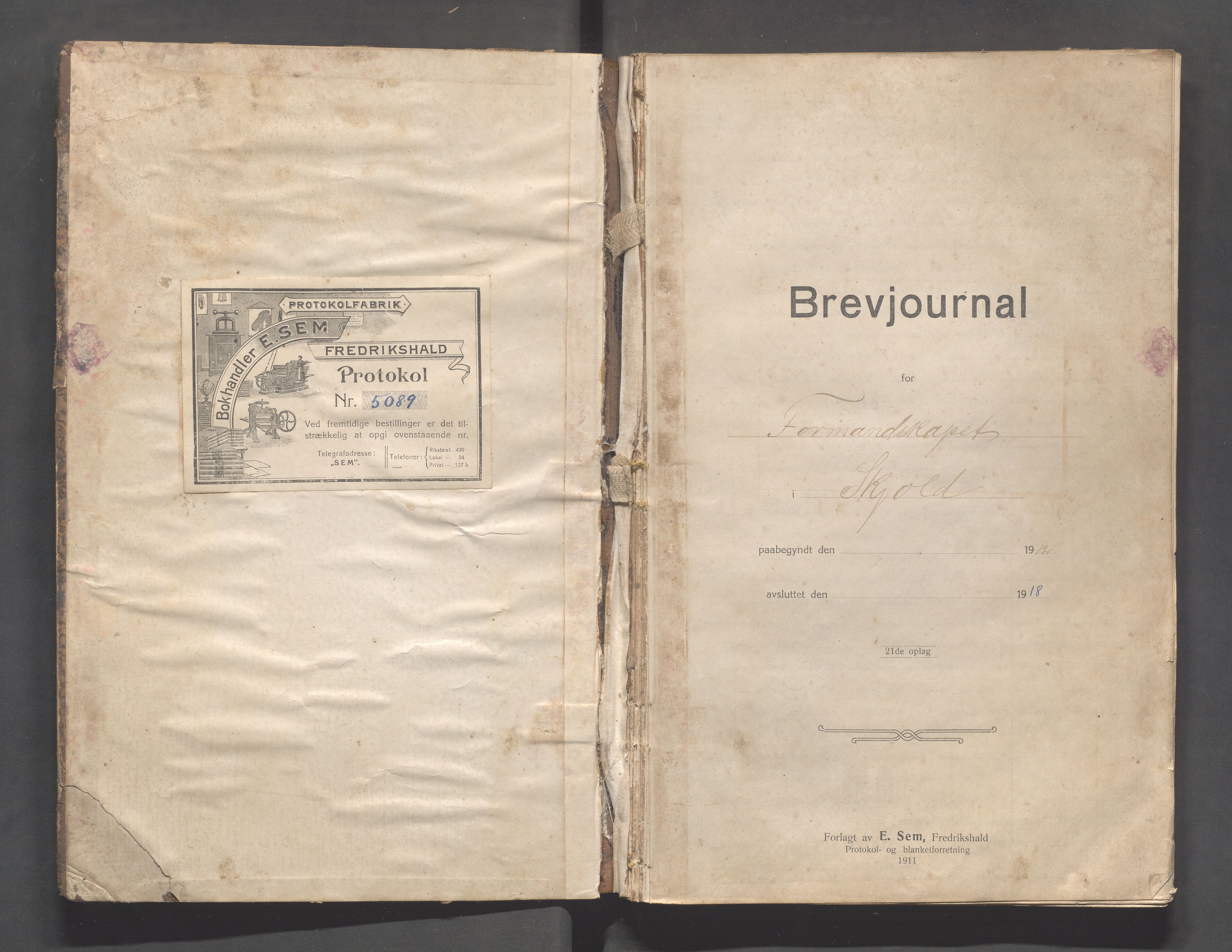 Skjold kommune - Formannskapet, IKAR/K-100775/C/L0002: Brevjournal, 1912-1918