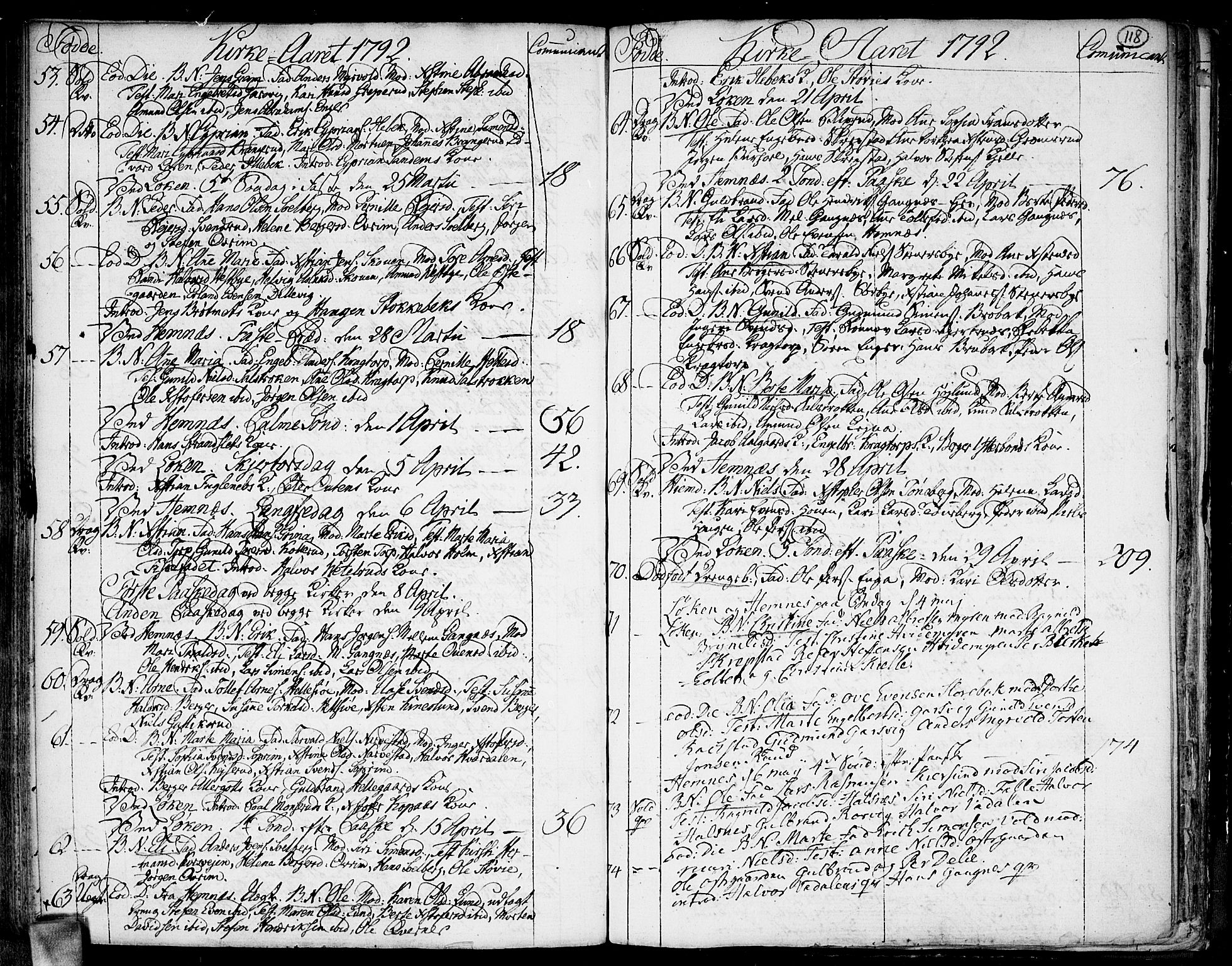 Høland prestekontor Kirkebøker, SAO/A-10346a/F/Fa/L0005: Parish register (official) no. I 5, 1780-1793, p. 118