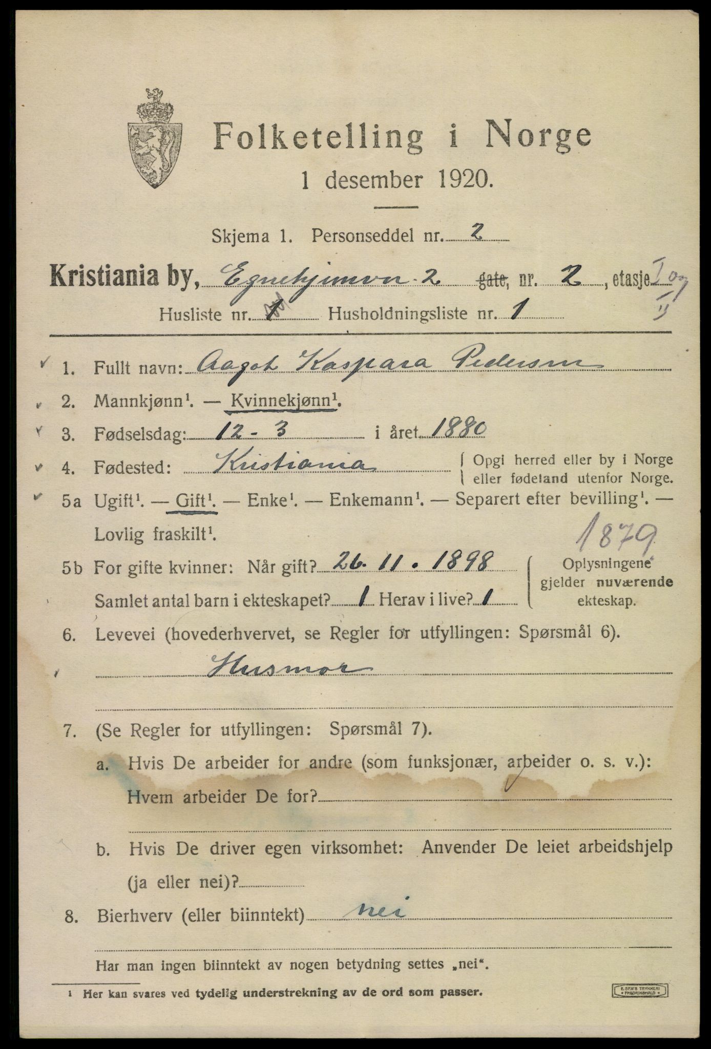 SAO, 1920 census for Kristiania, 1920, p. 209863