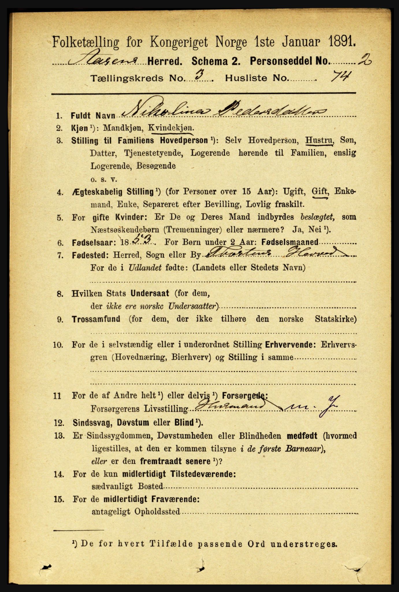 RA, 1891 census for 1716 Åsen, 1891, p. 1328