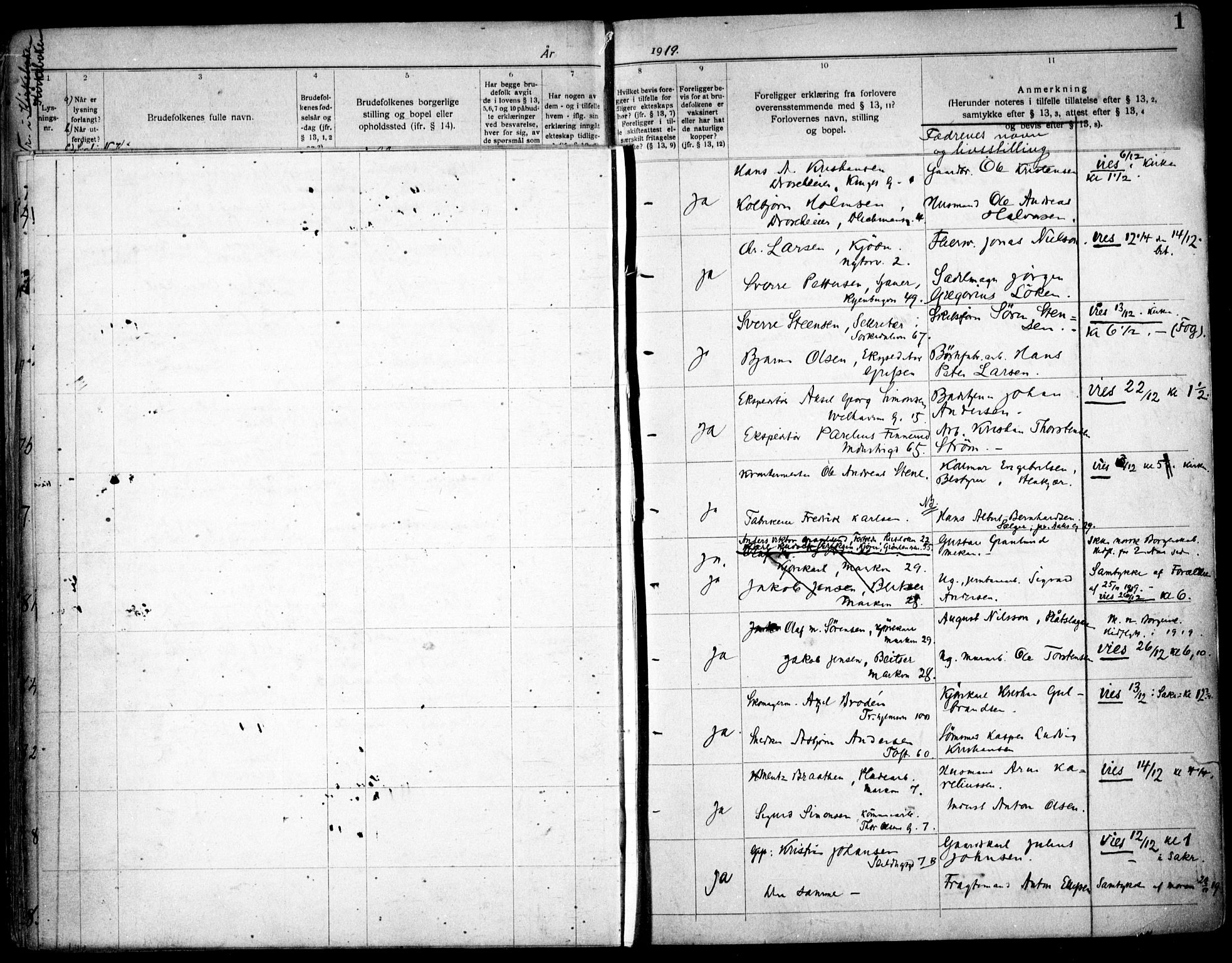 Paulus prestekontor Kirkebøker, AV/SAO-A-10871/H/Ha/L0003: Banns register no. 3, 1919-1926